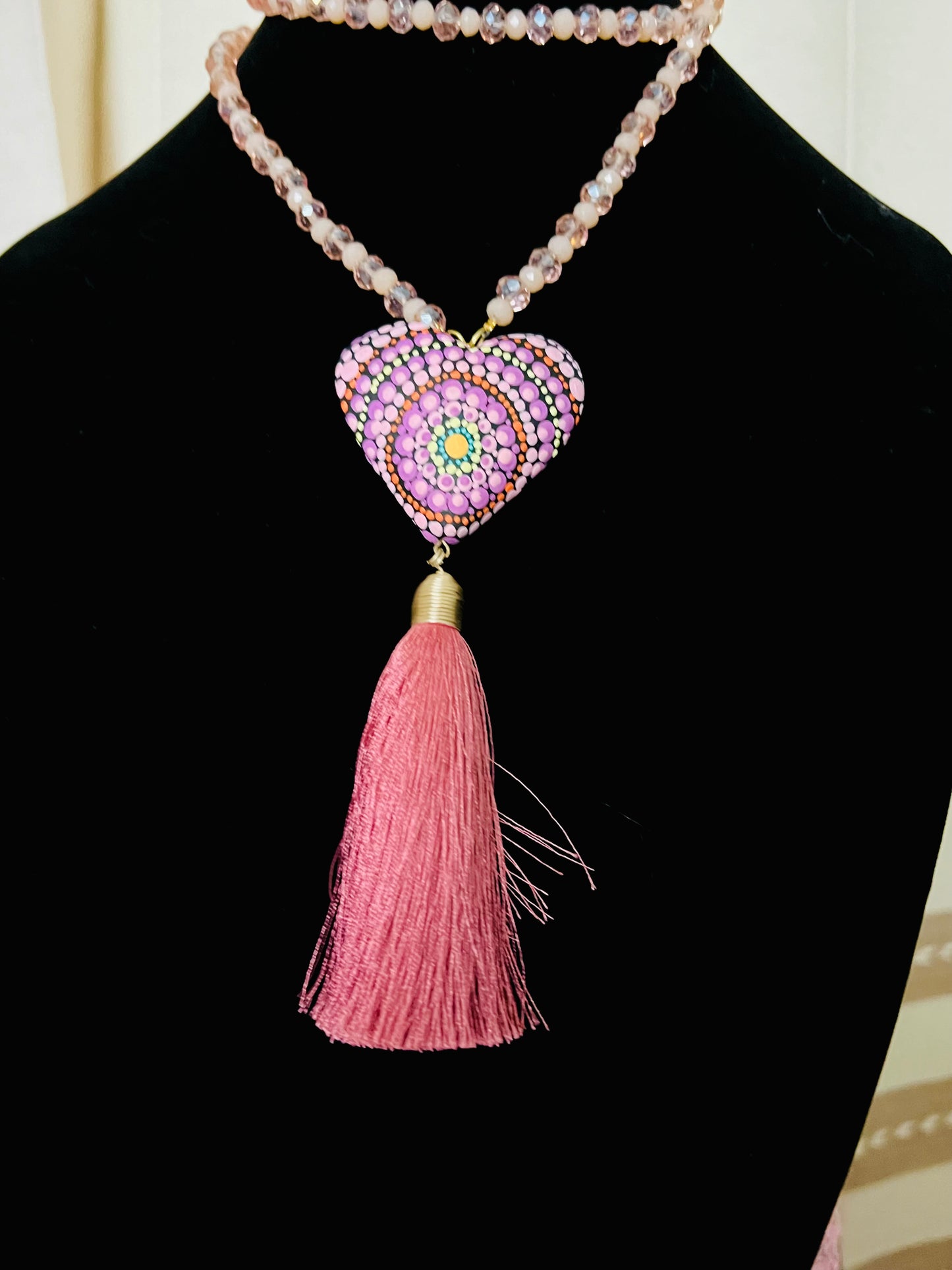 Crystal Mandala Light Pink Necklace