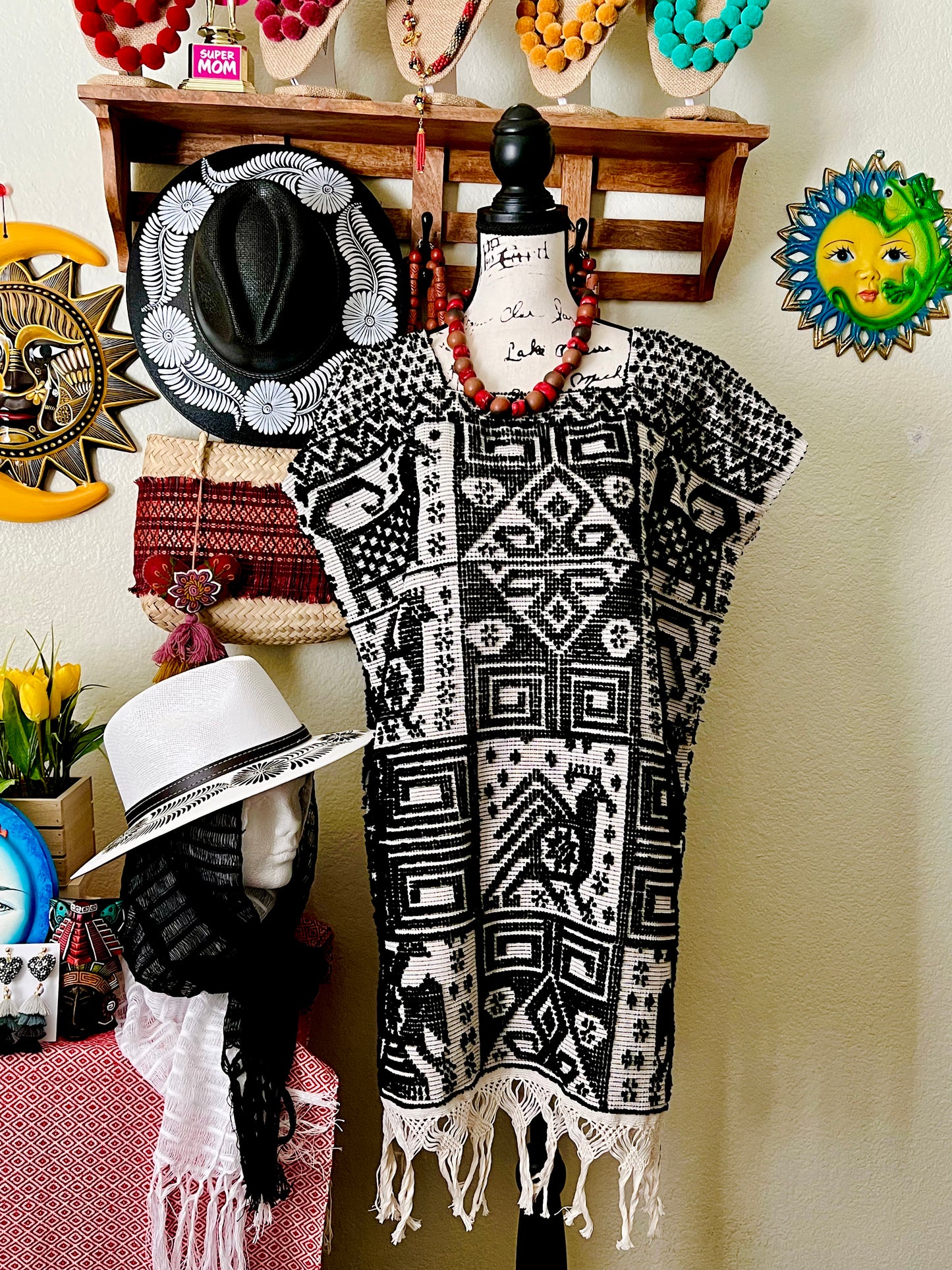 Confetti Black &White Woven Huipil