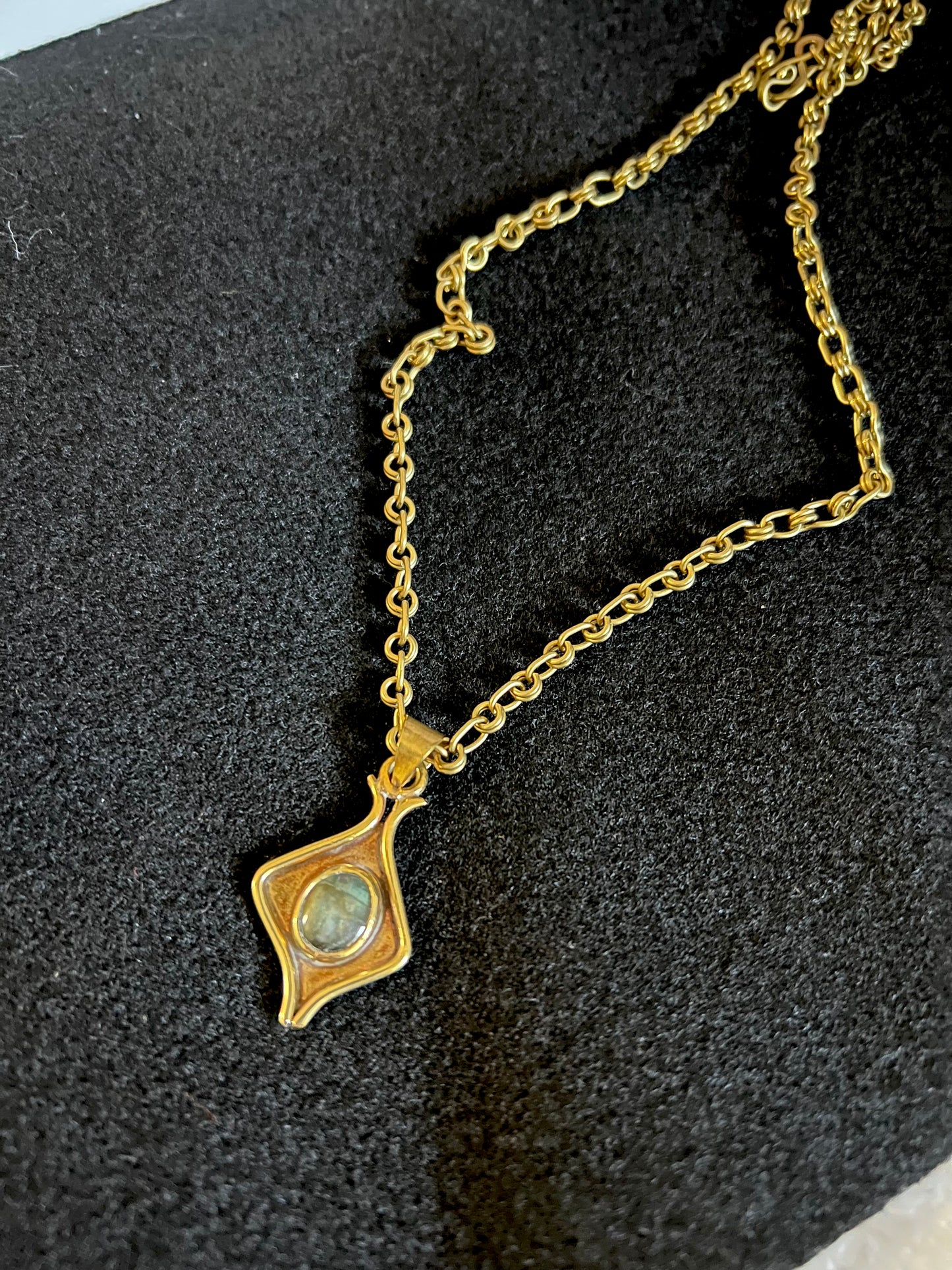 Blue Labradorite Brass Necklace