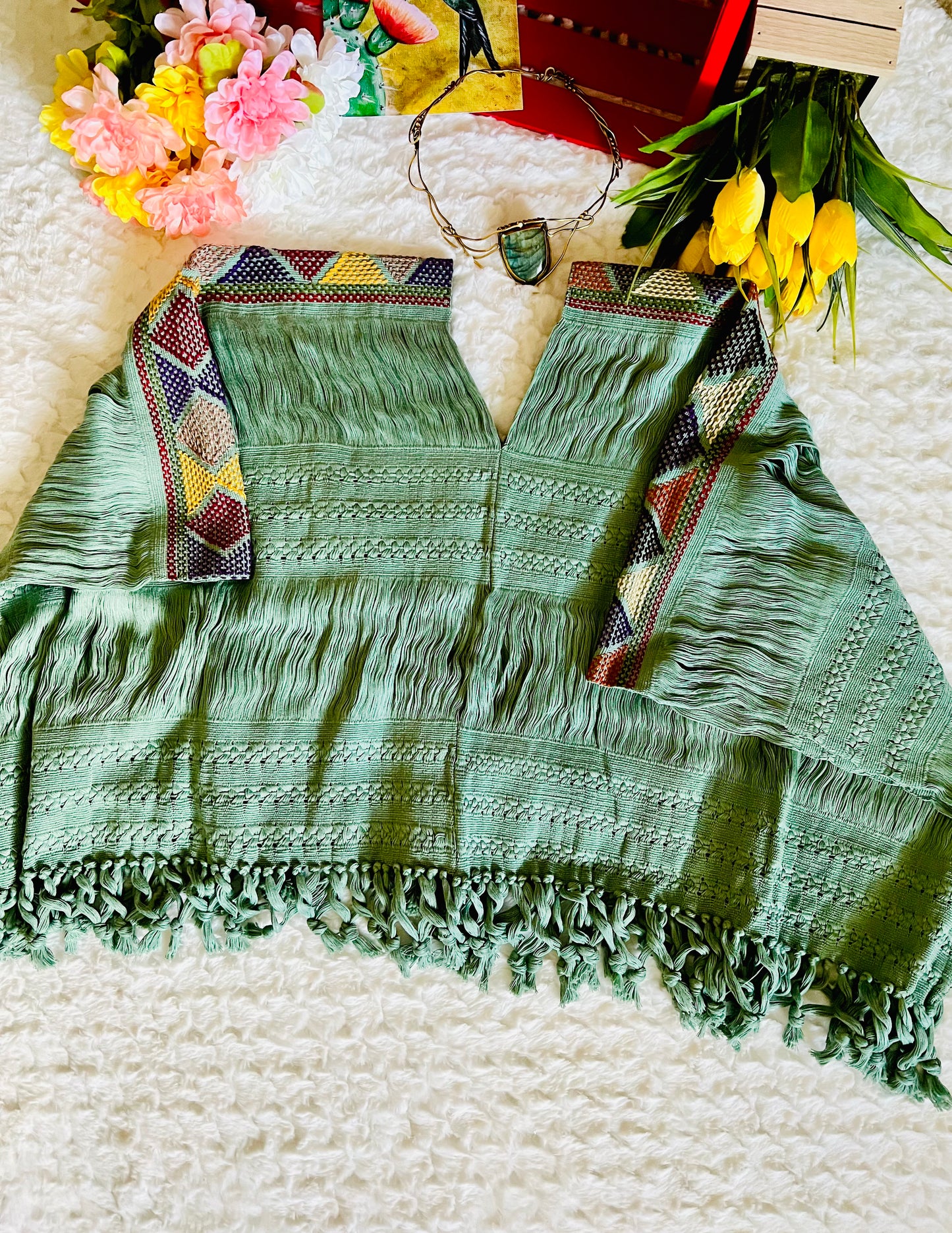Zinacatan Woven on Backstrap Loom Cape.