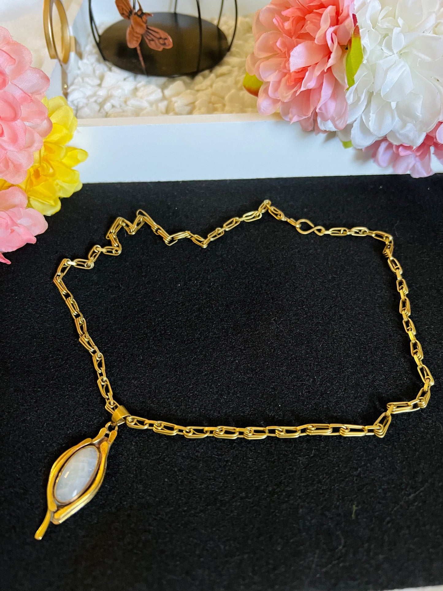 Moonstone Pedant Brass Necklace