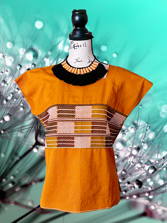 Amber Loom-woven  Huipil/ Blouse