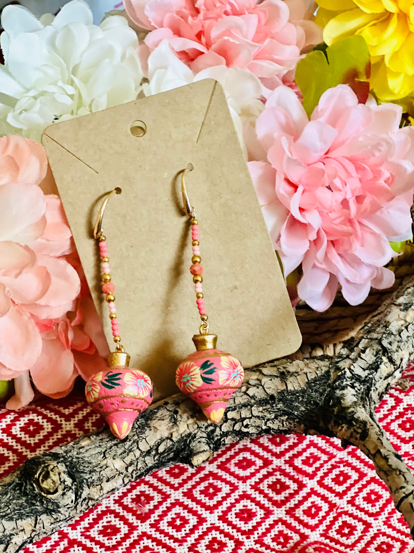 Wooden Trompo Earrings