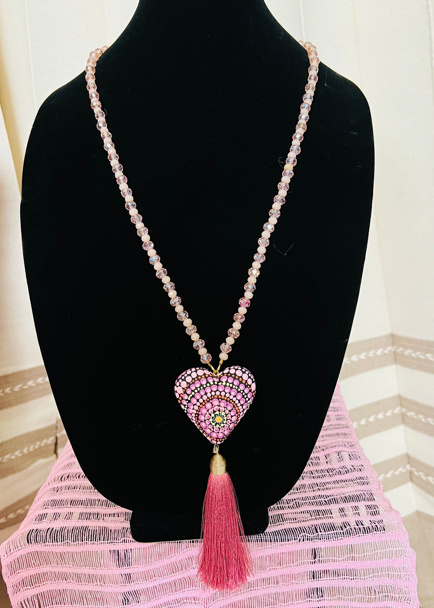 Crystal Mandala Light Pink Necklace