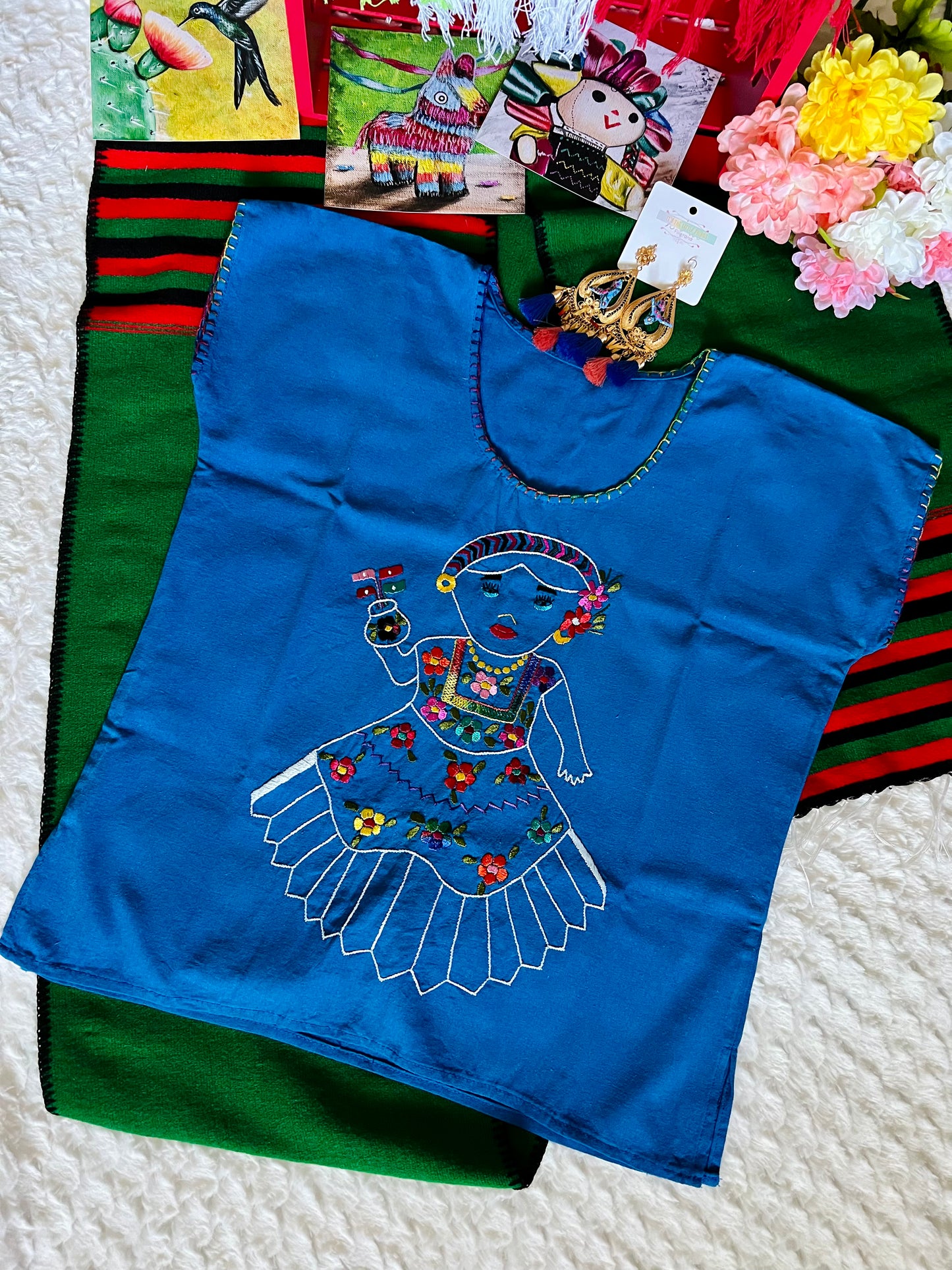 Tehuana Embroidered Blouse