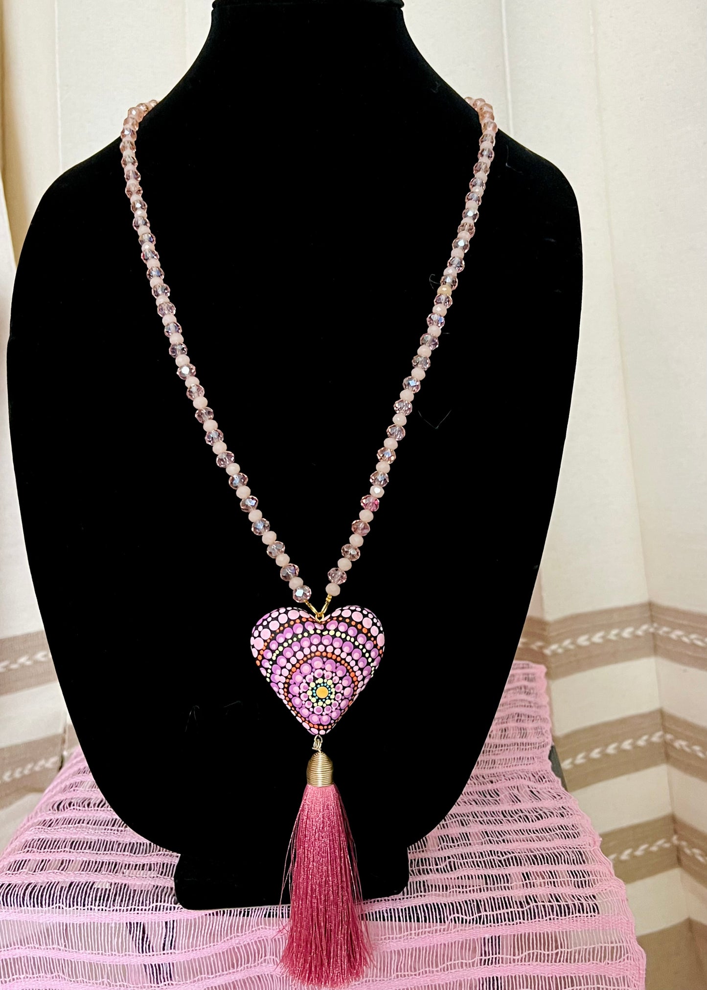 Crystal Mandala Light Pink Necklace