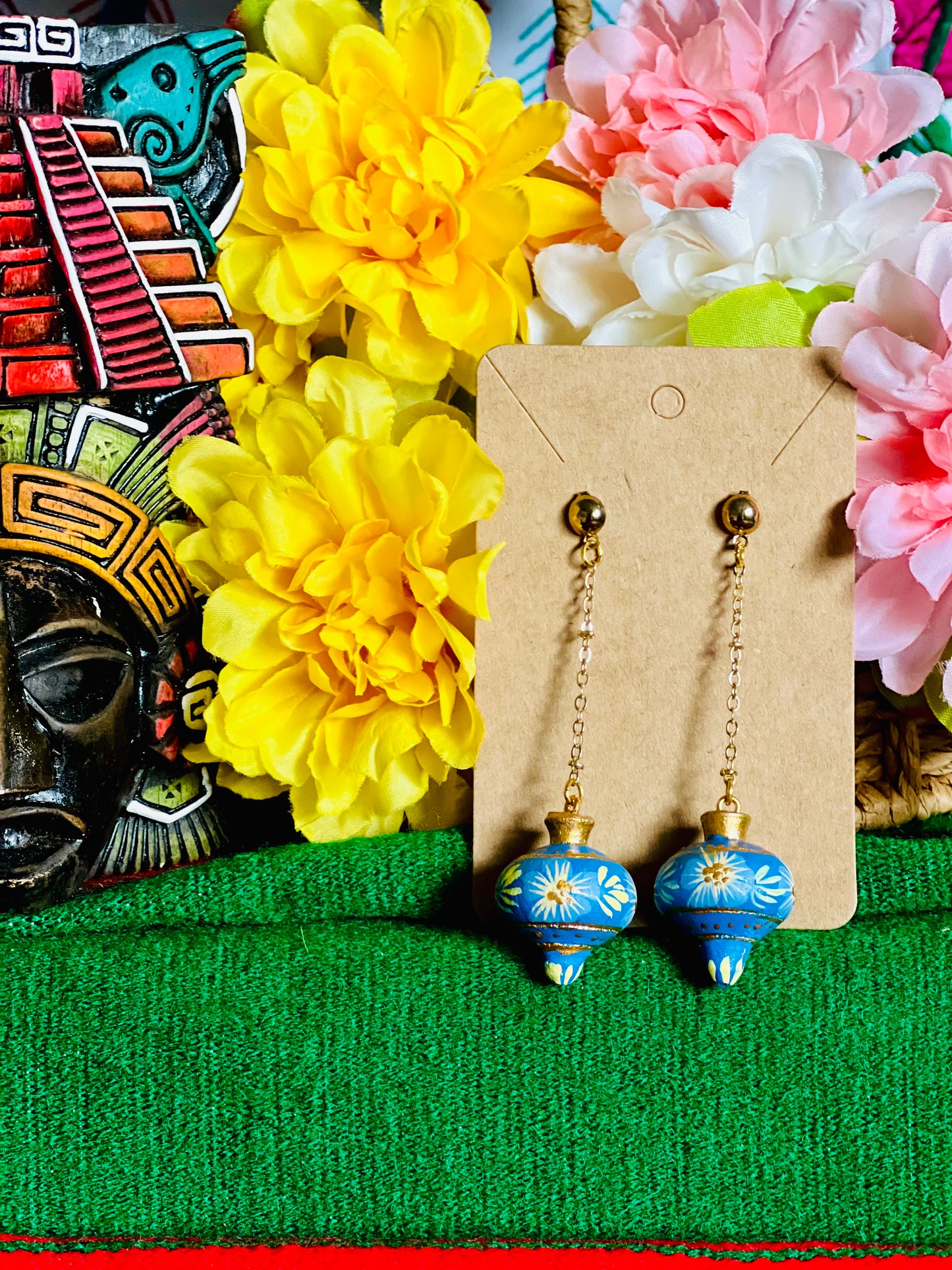 Wooden Trompo Earrings