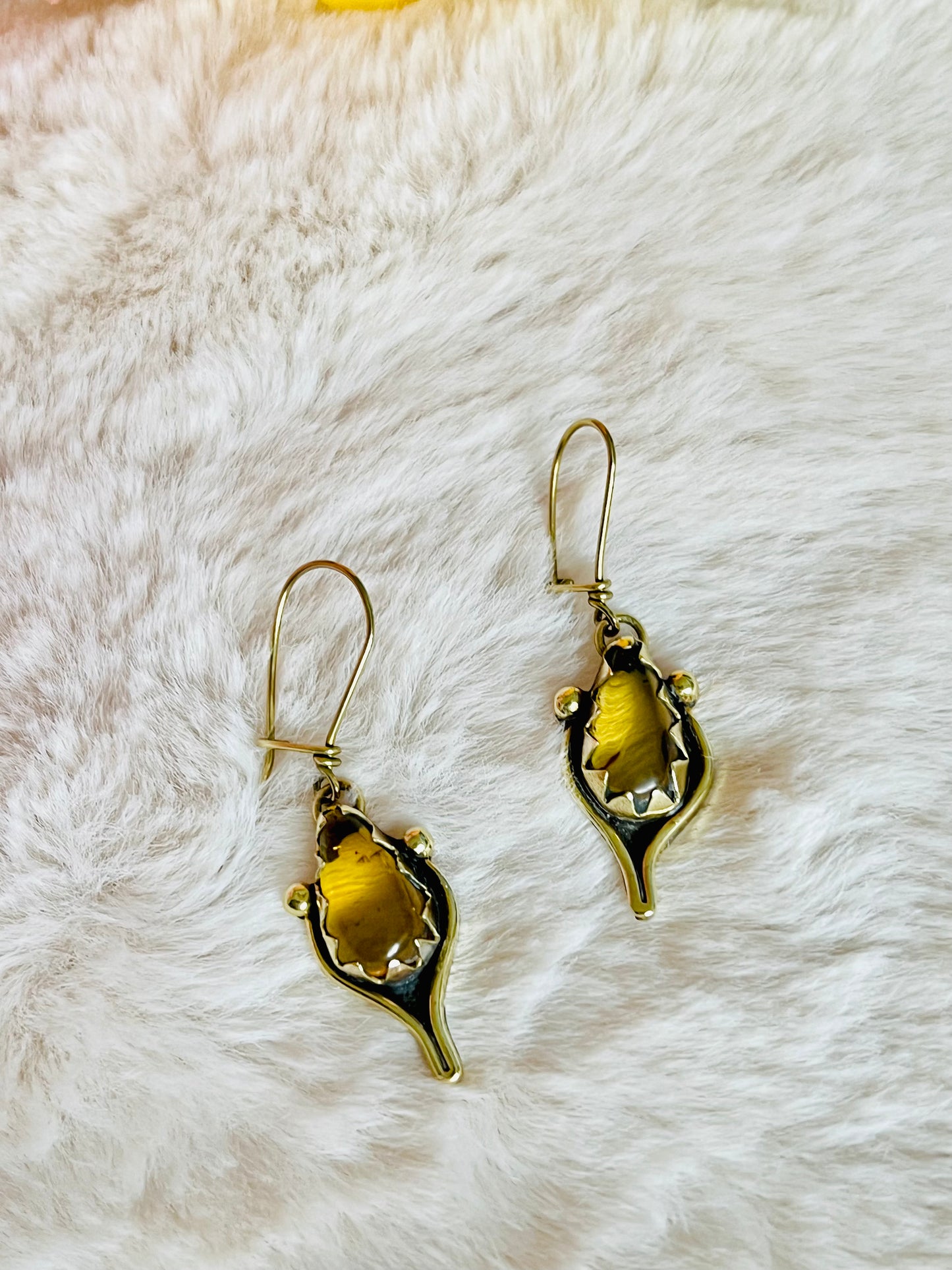 Simojovel Amber Brass Earrings