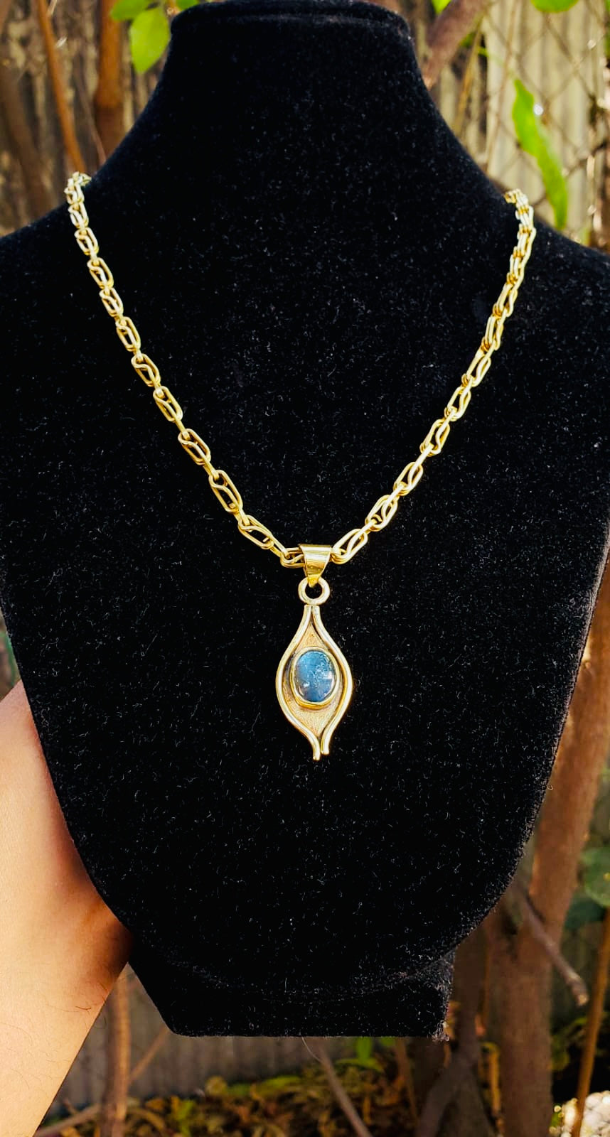 Blue Labradorite Brass Necklace