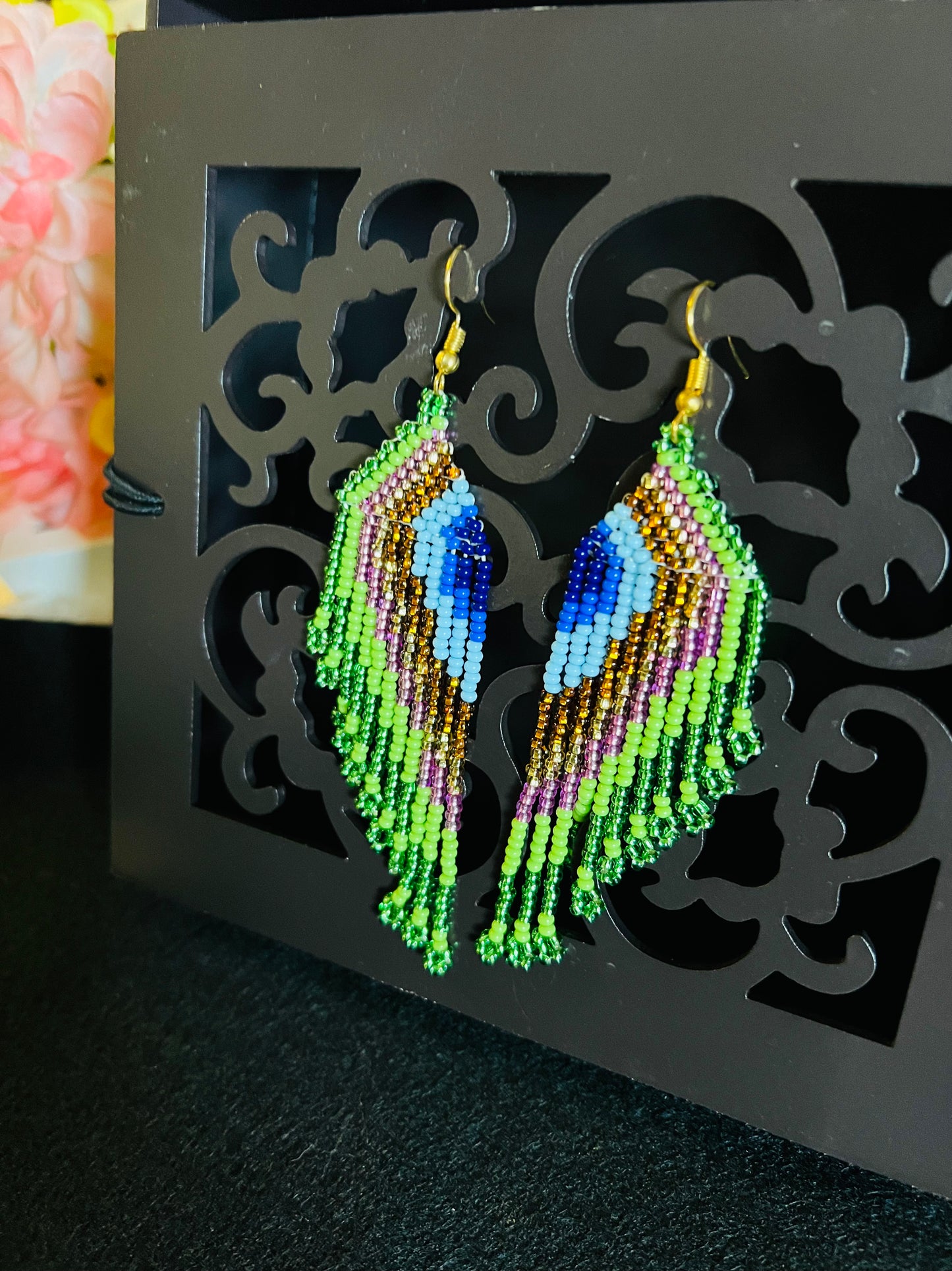 Peacock Beaded Earrings