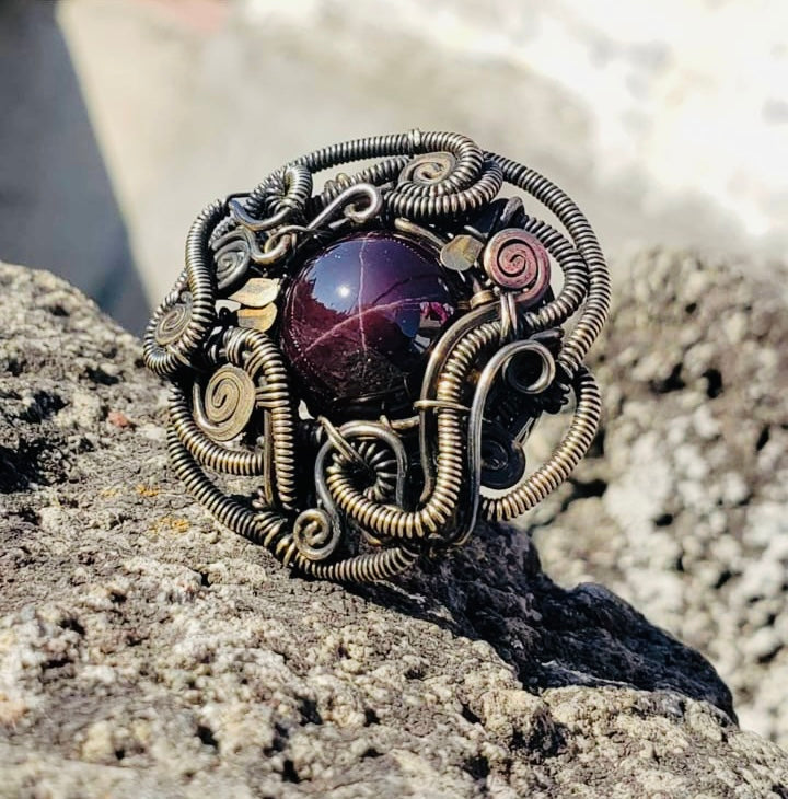 Garnet Star Ring