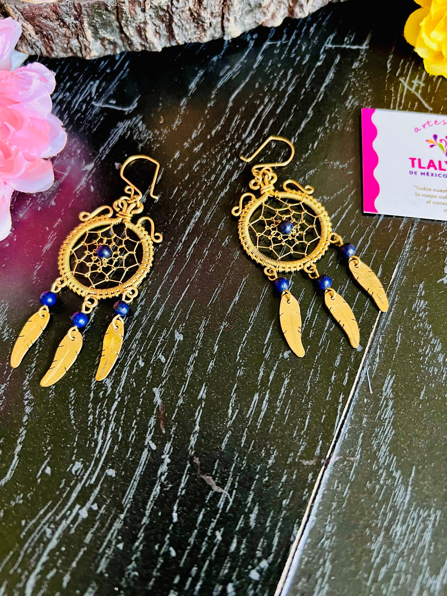 Dream Catcher Brass Earrings