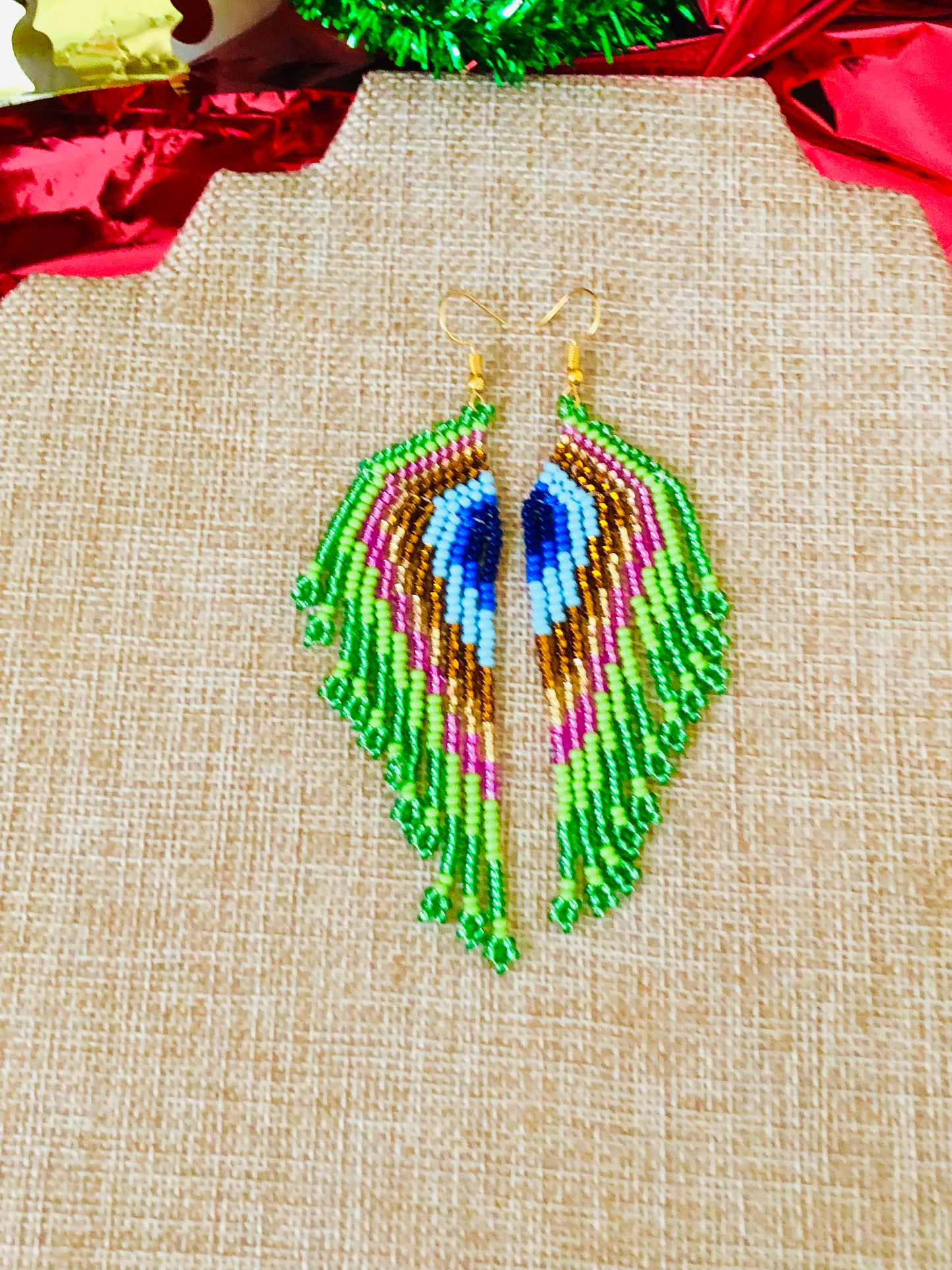 Peacock Beaded Earrings