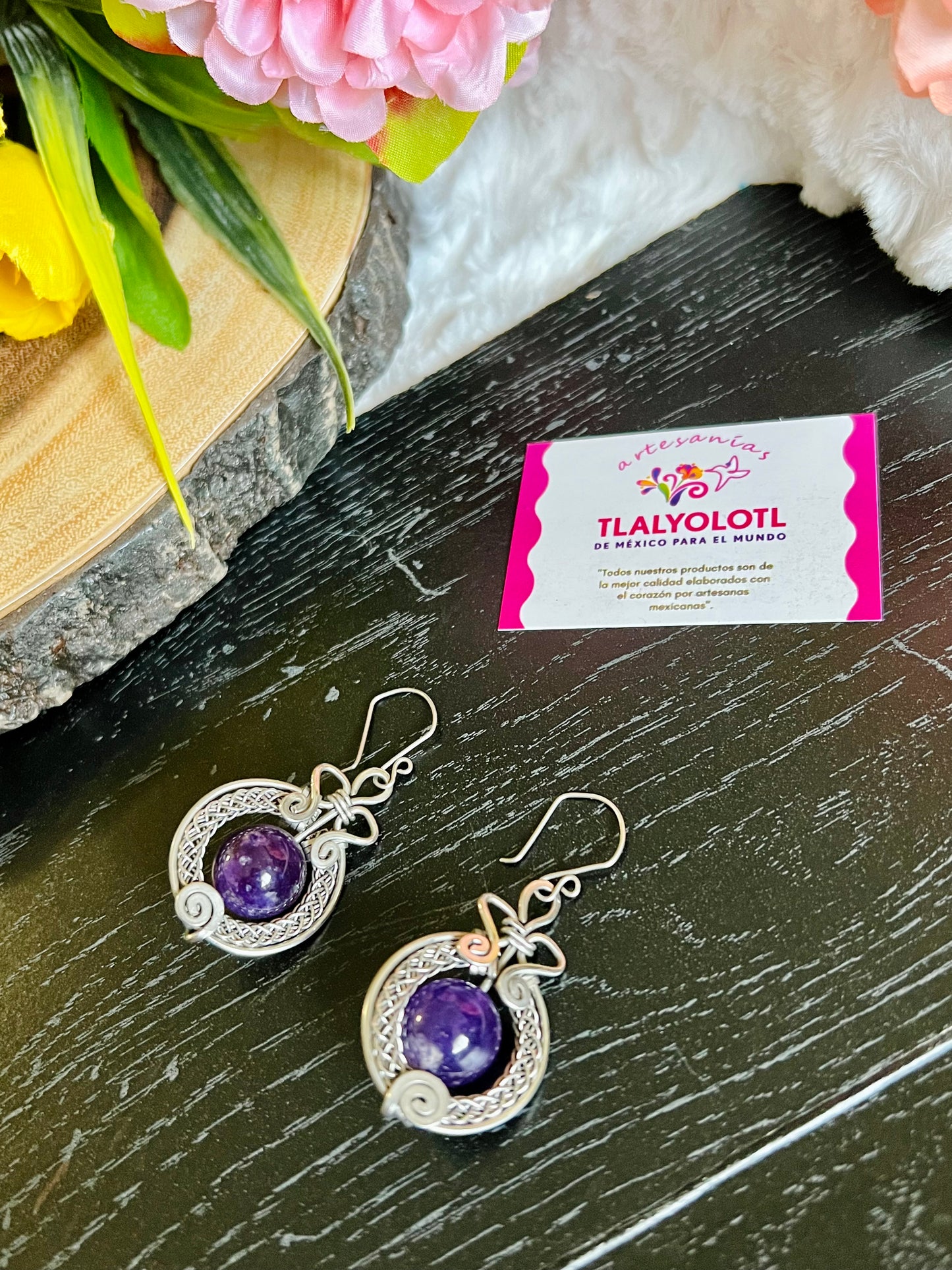 Amethyst Stainless Steel Earrings