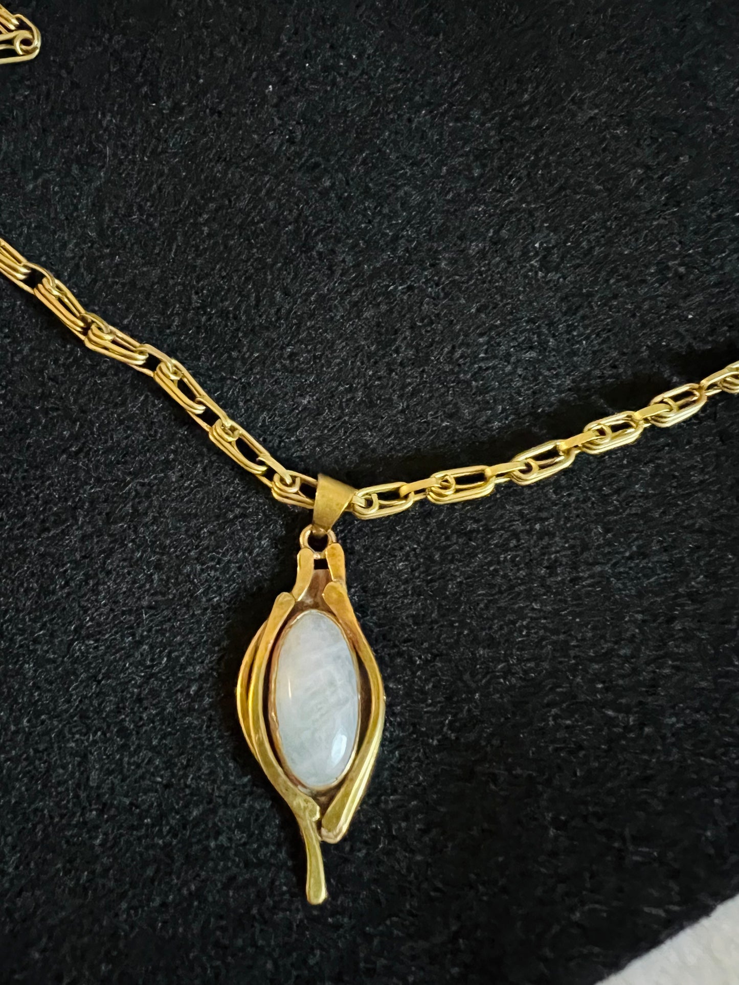 Moonstone Pedant Brass Necklace