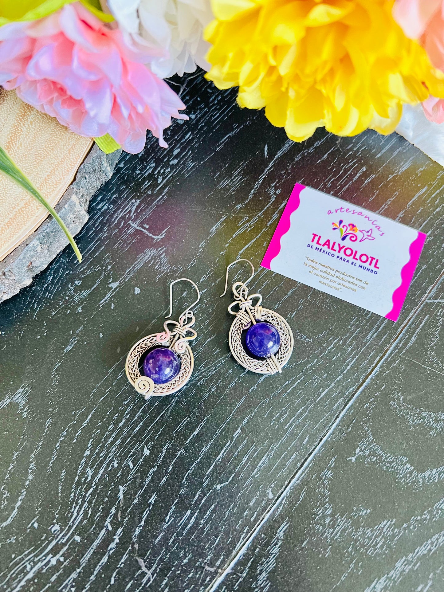 Amethyst Stainless Steel Earrings