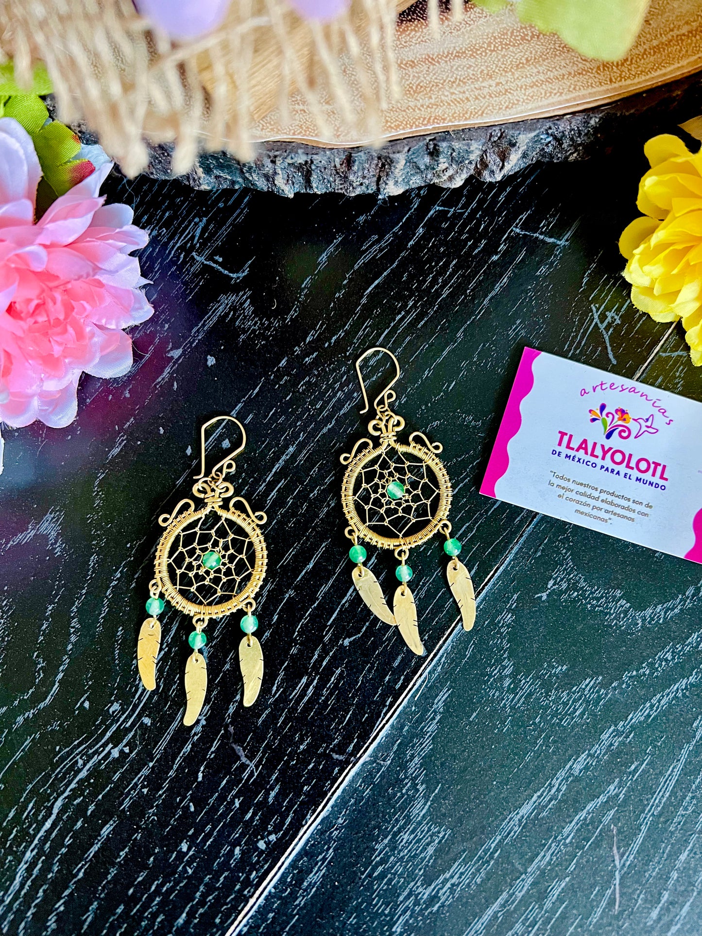 Dream Catcher Brass Earrings