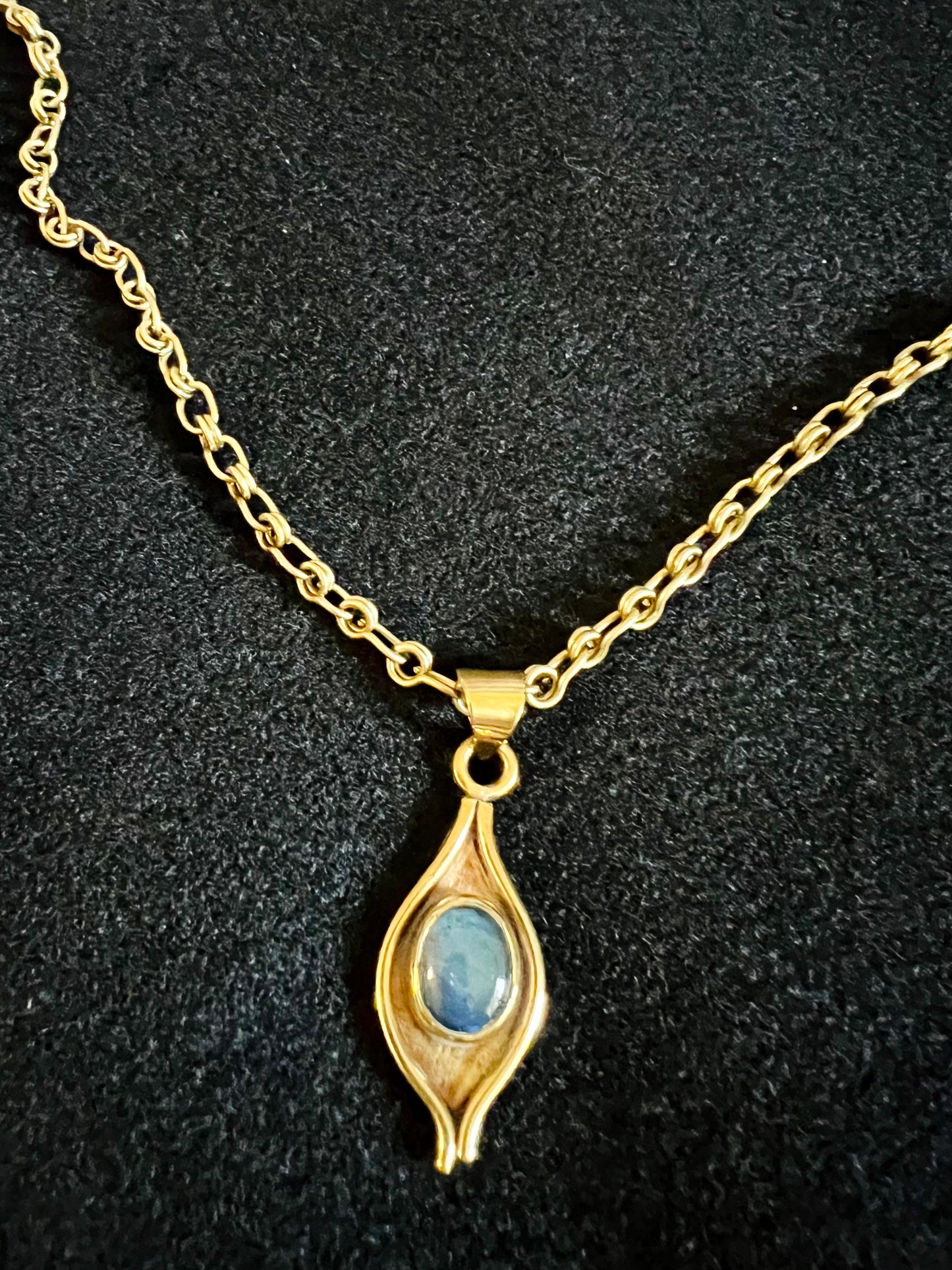 Blue Labradorite Brass Necklace