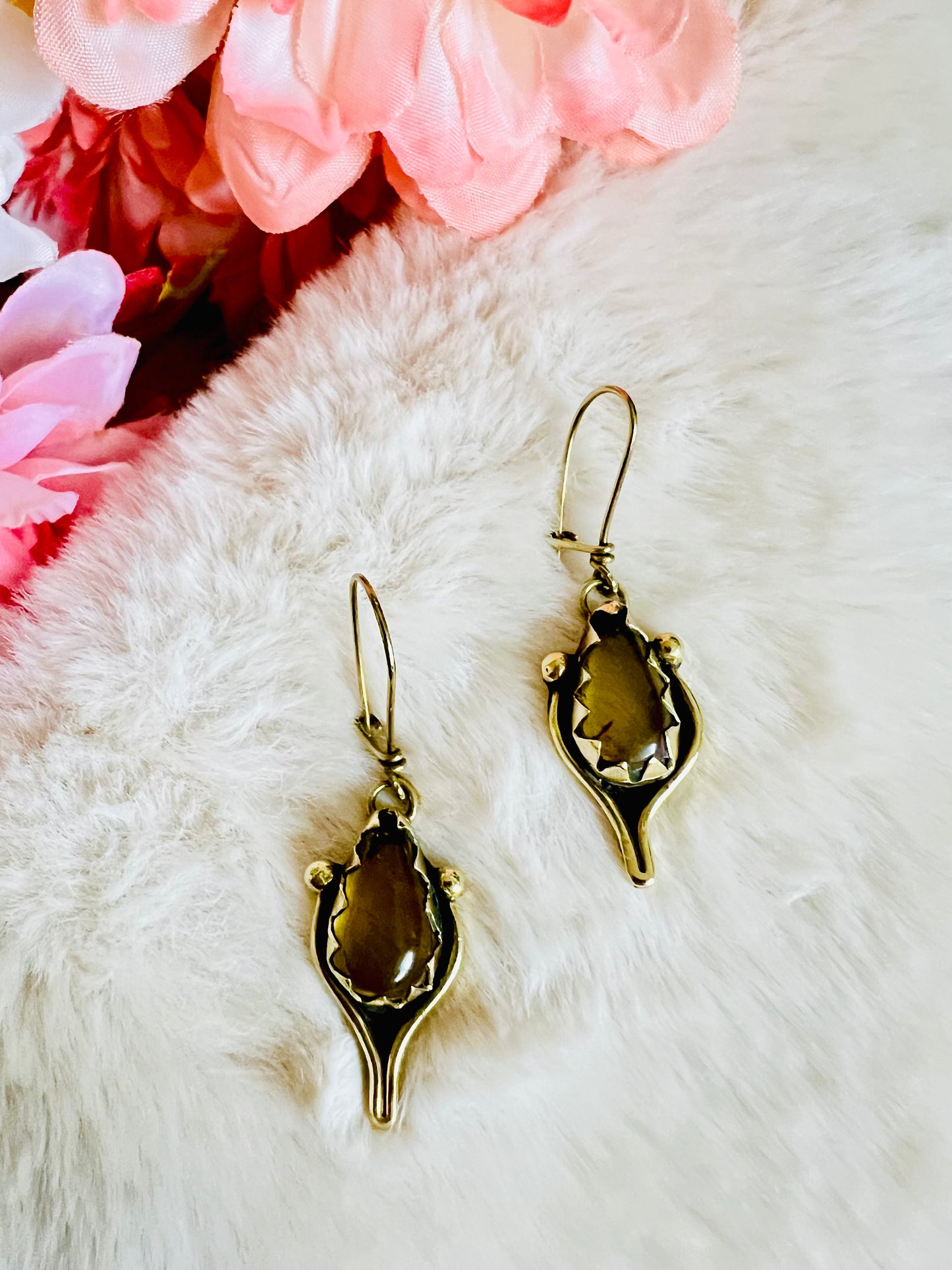 Simojovel Amber Brass Earrings