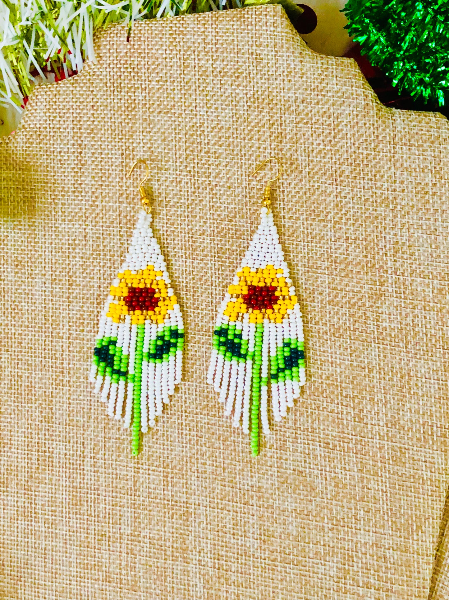 Sunflower Beaded Earrings