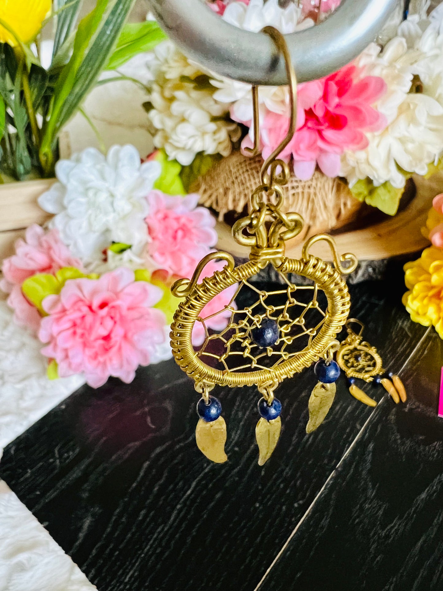 Dream Catcher Brass Earrings