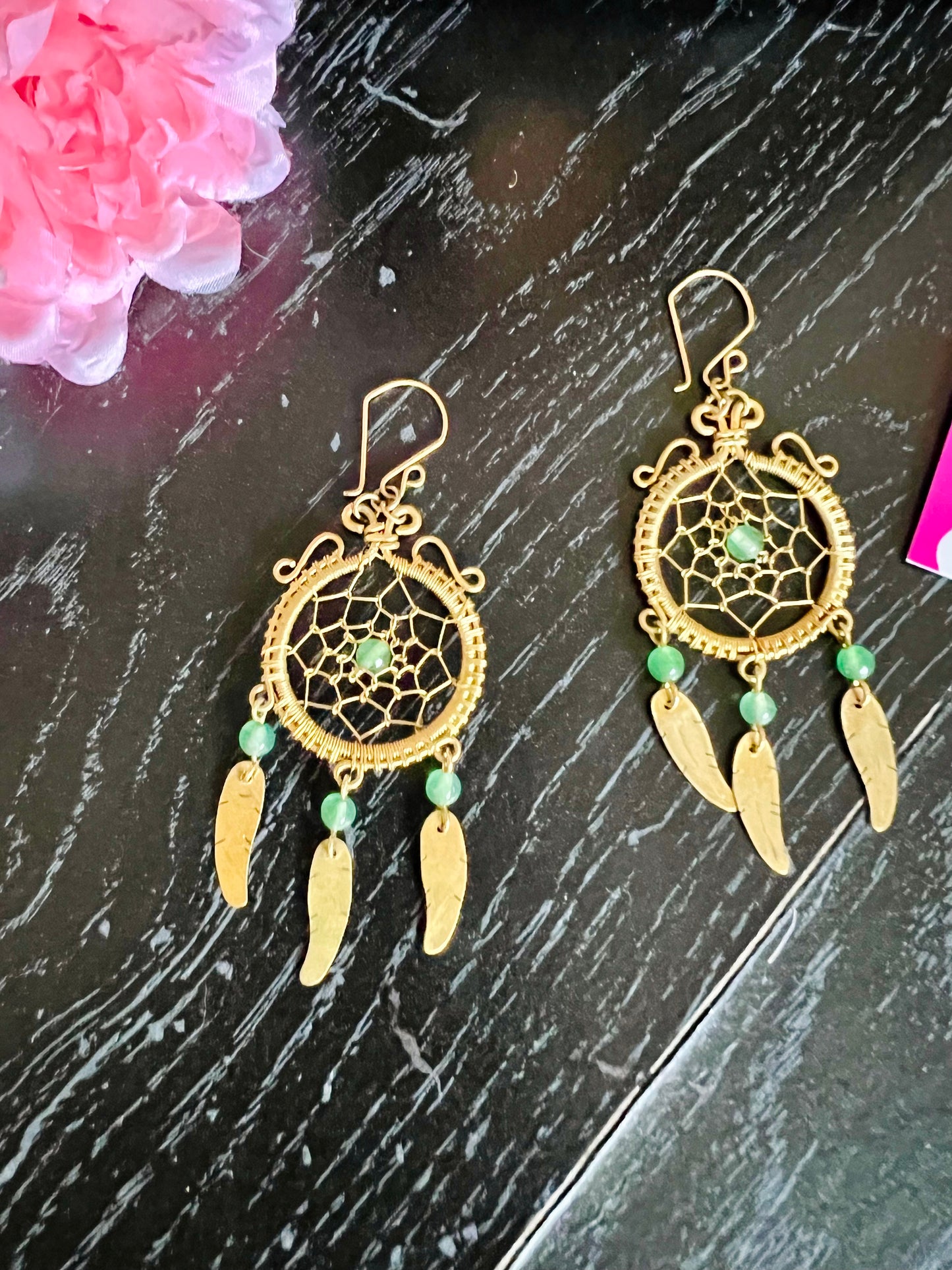 Dream Catcher Brass Earrings