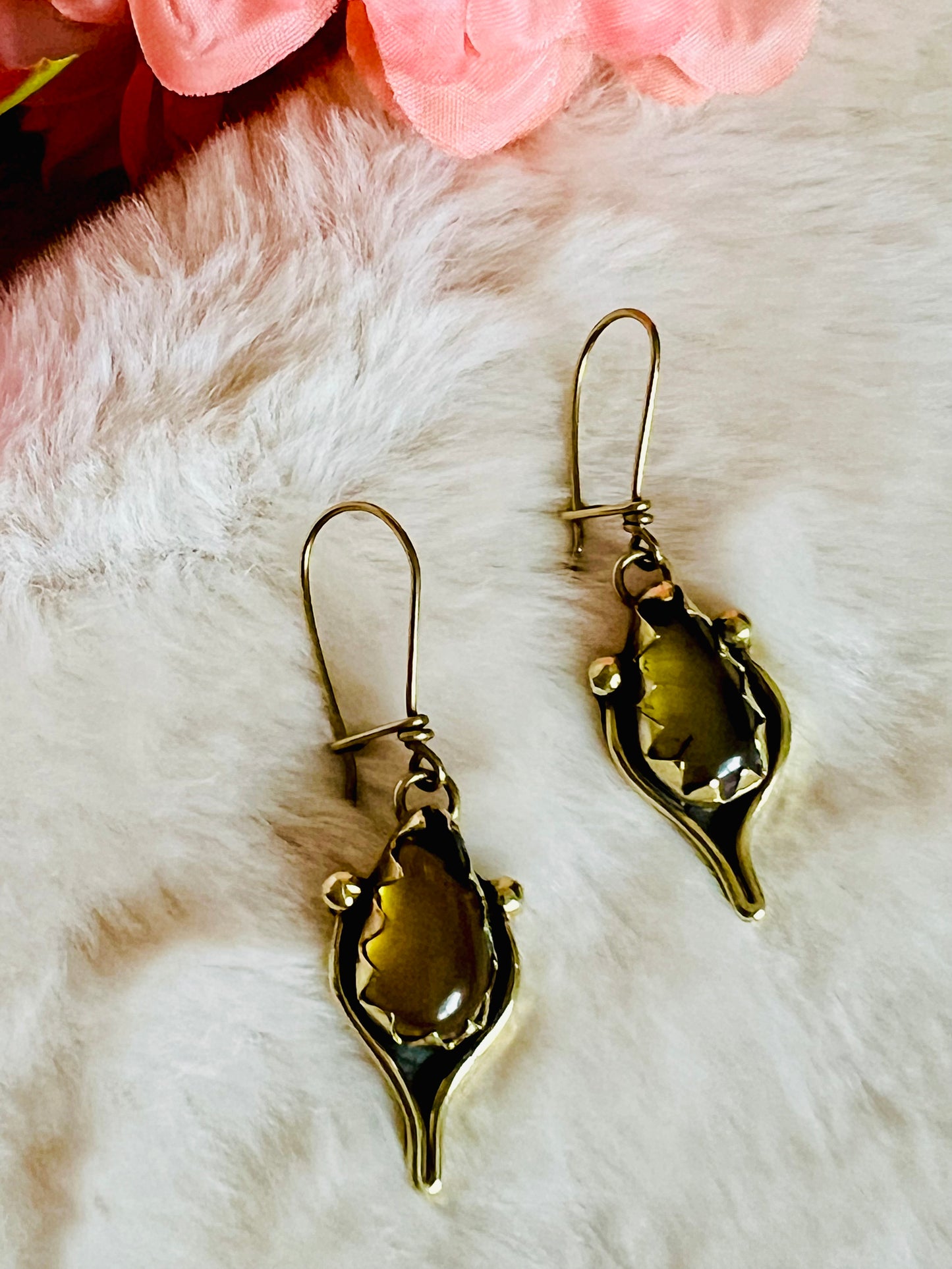 Simojovel Amber Brass Earrings