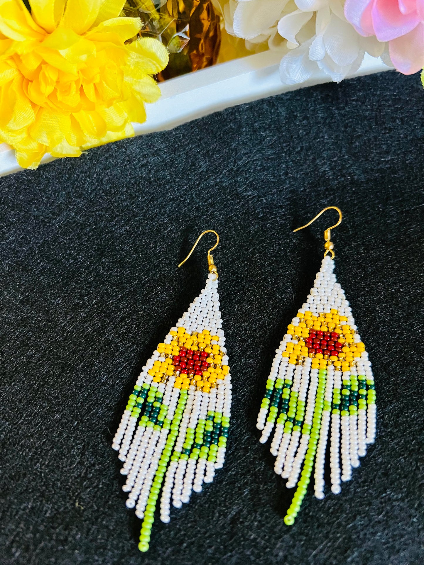 Sunflower Beaded Earrings