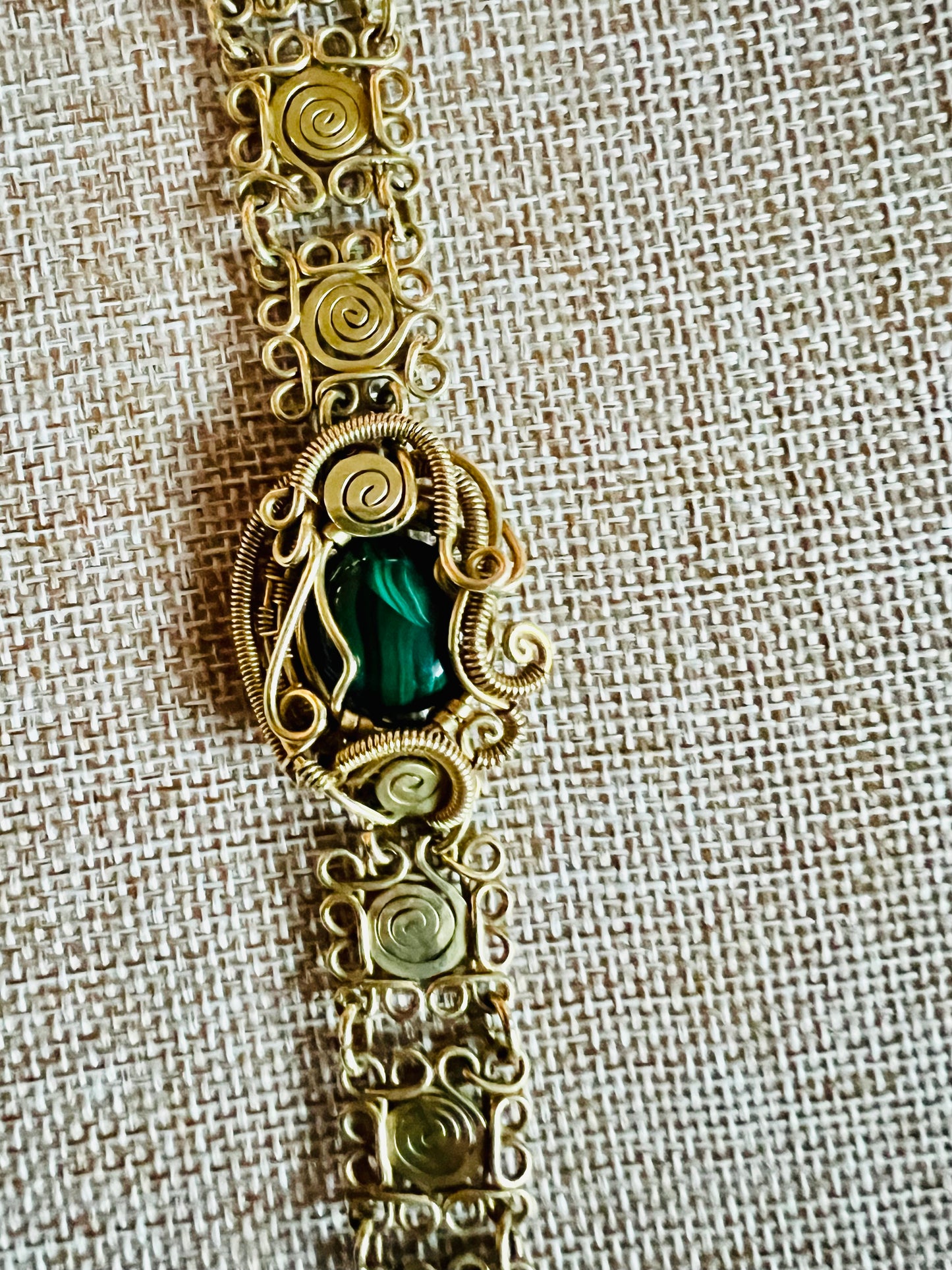 Malachite Brass Bracelet