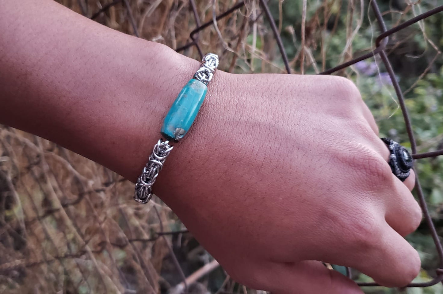 Stainless Steel Turquoise Bracelet