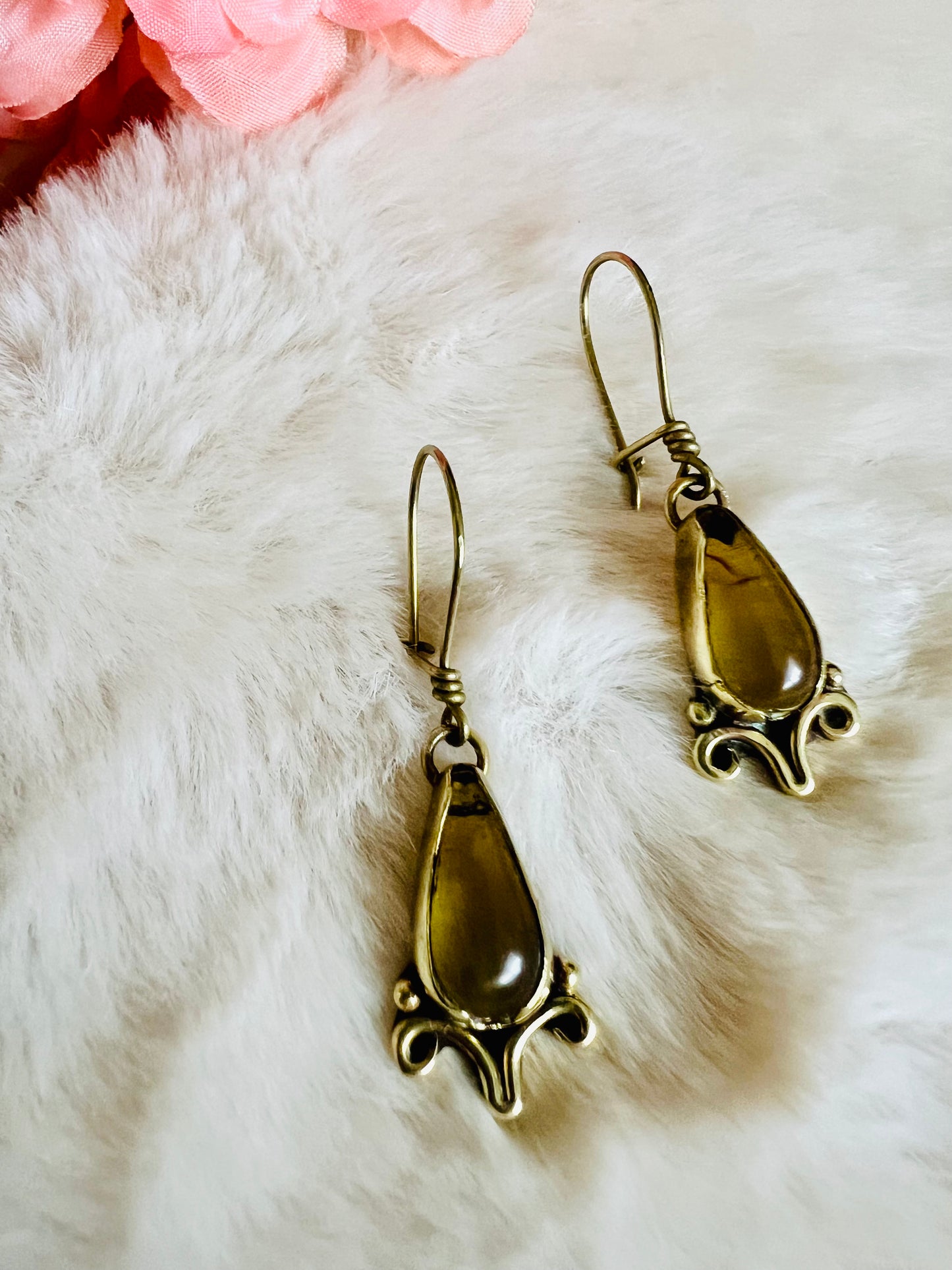 Simojovel Amber Brass Earrings