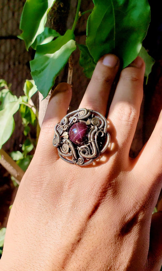 Garnet Star Ring