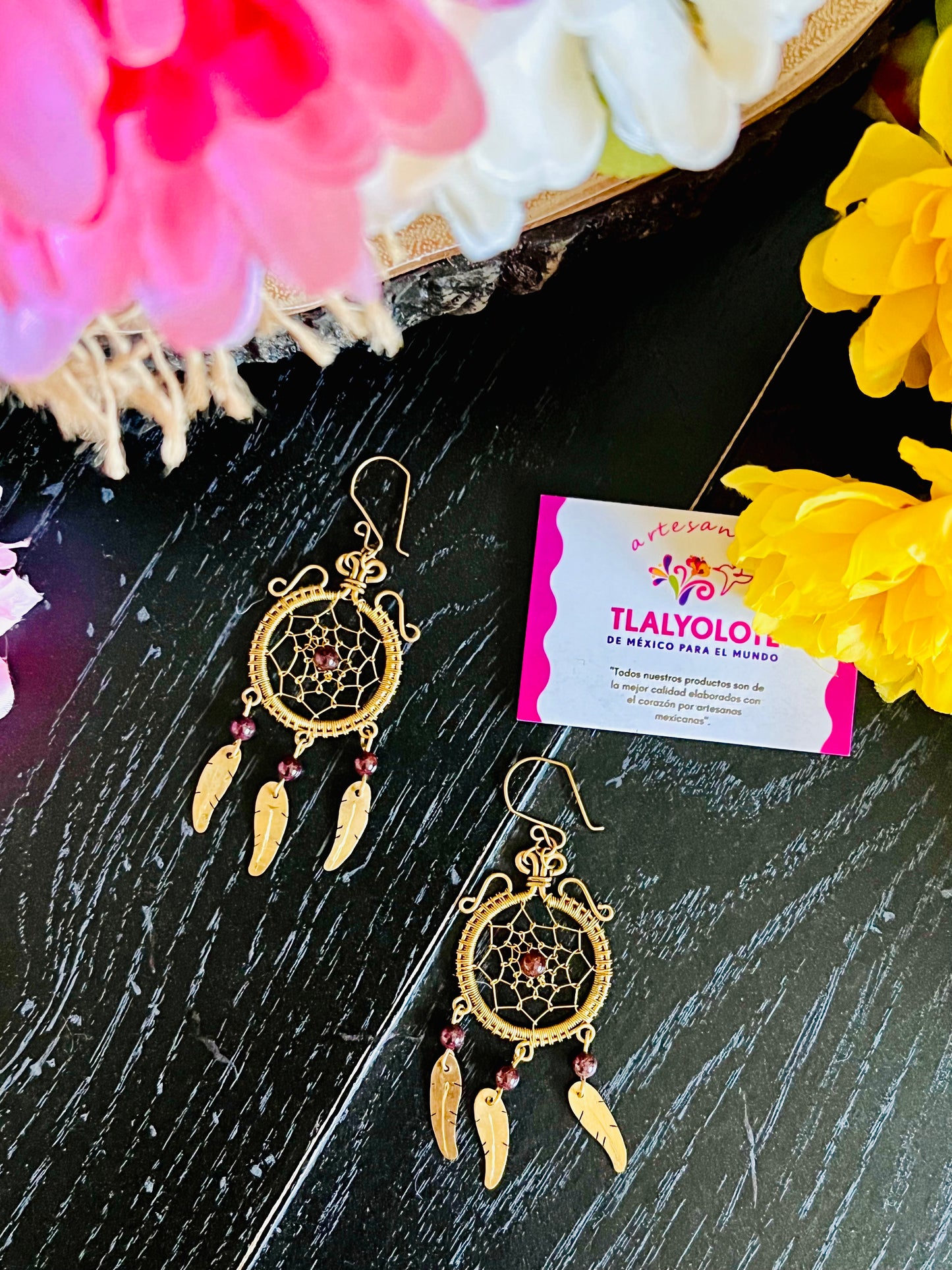 Dream Catcher Brass Earrings