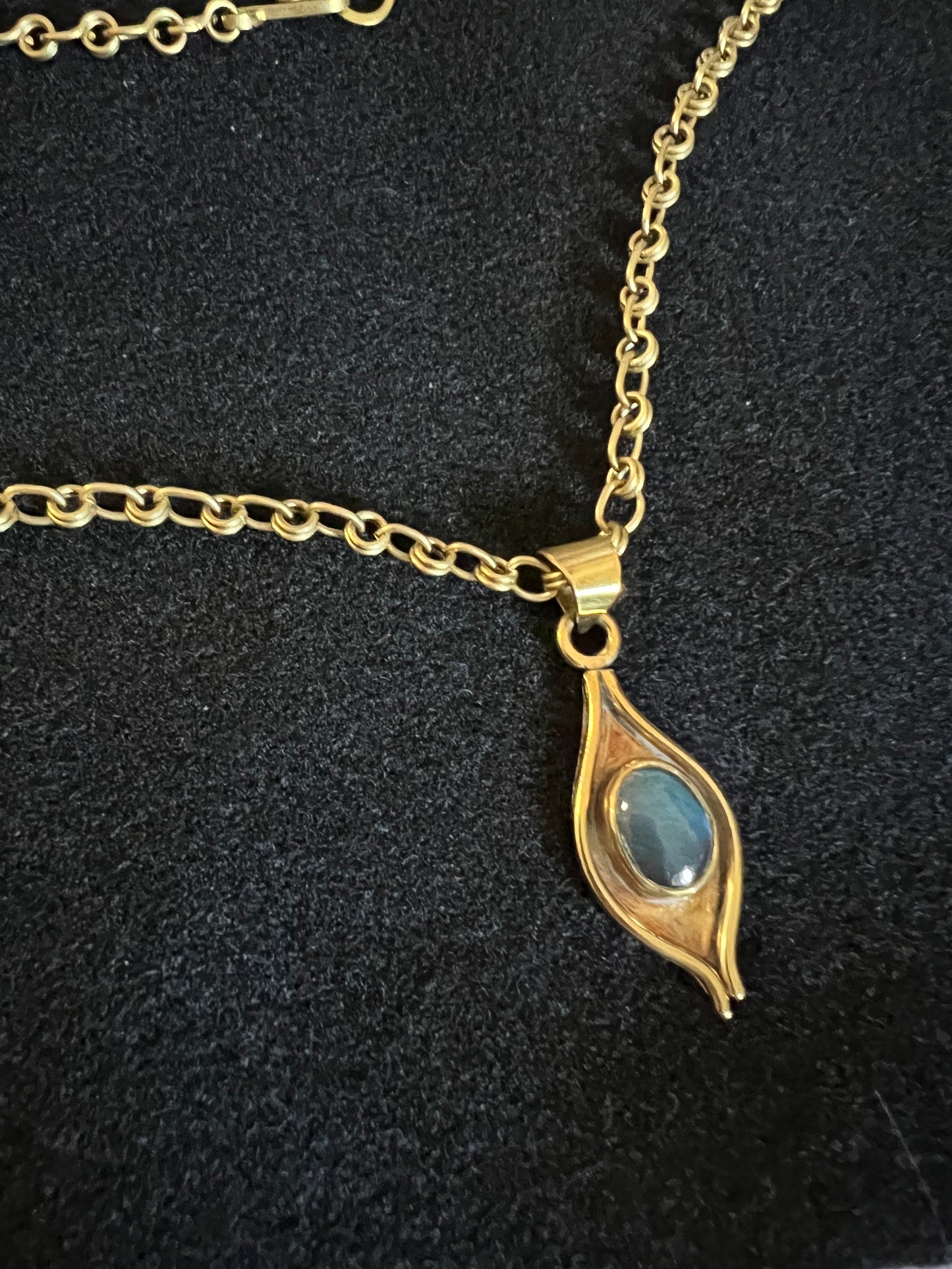 Blue Labradorite Brass Necklace