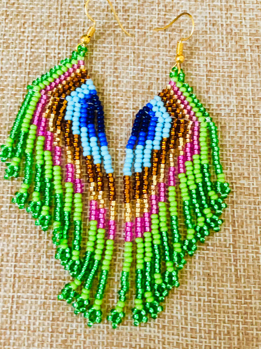 Peacock Beaded Earrings