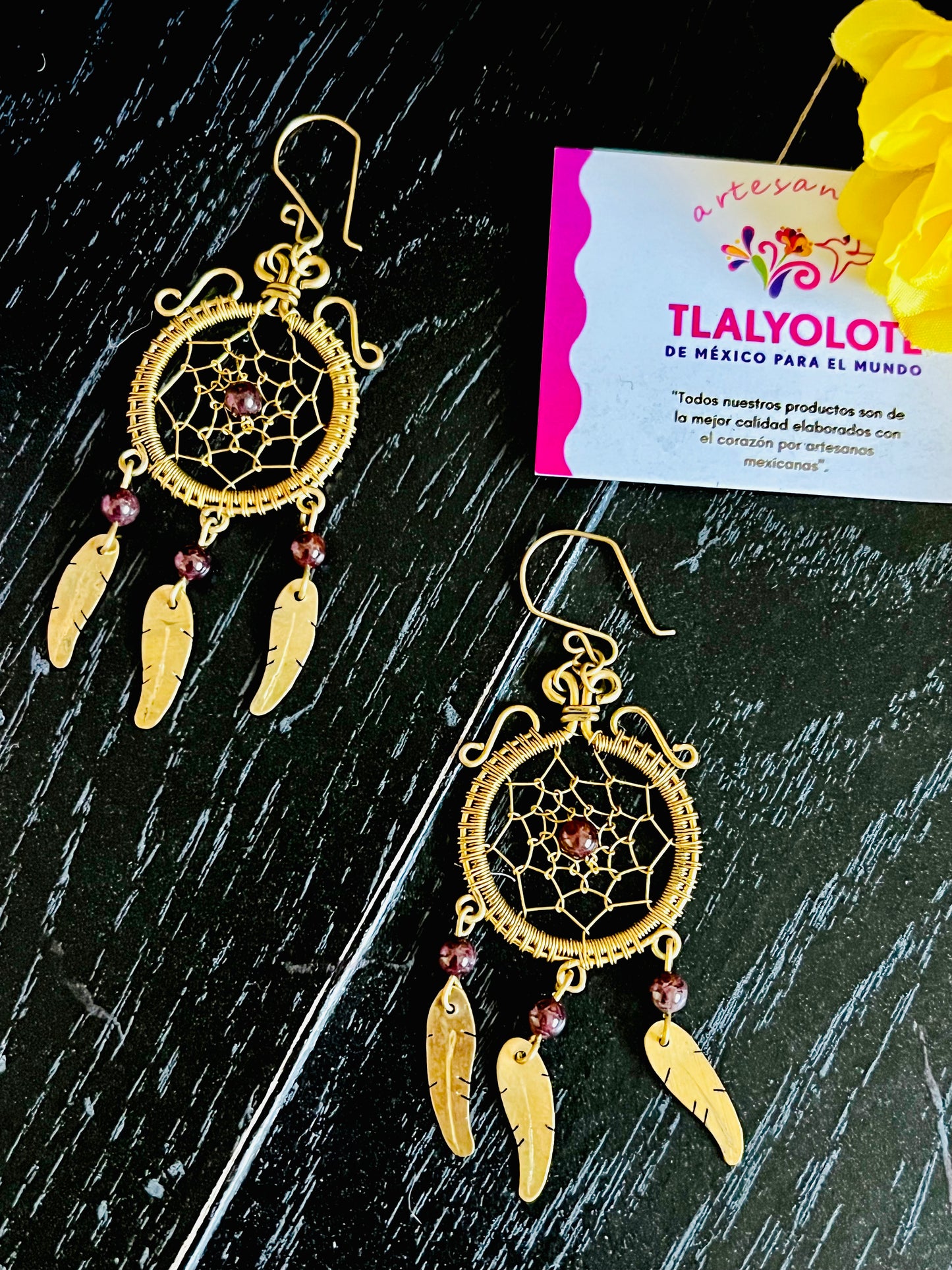 Dream Catcher Brass Earrings