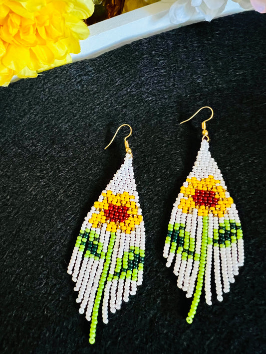 Sunflower Beaded Earrings