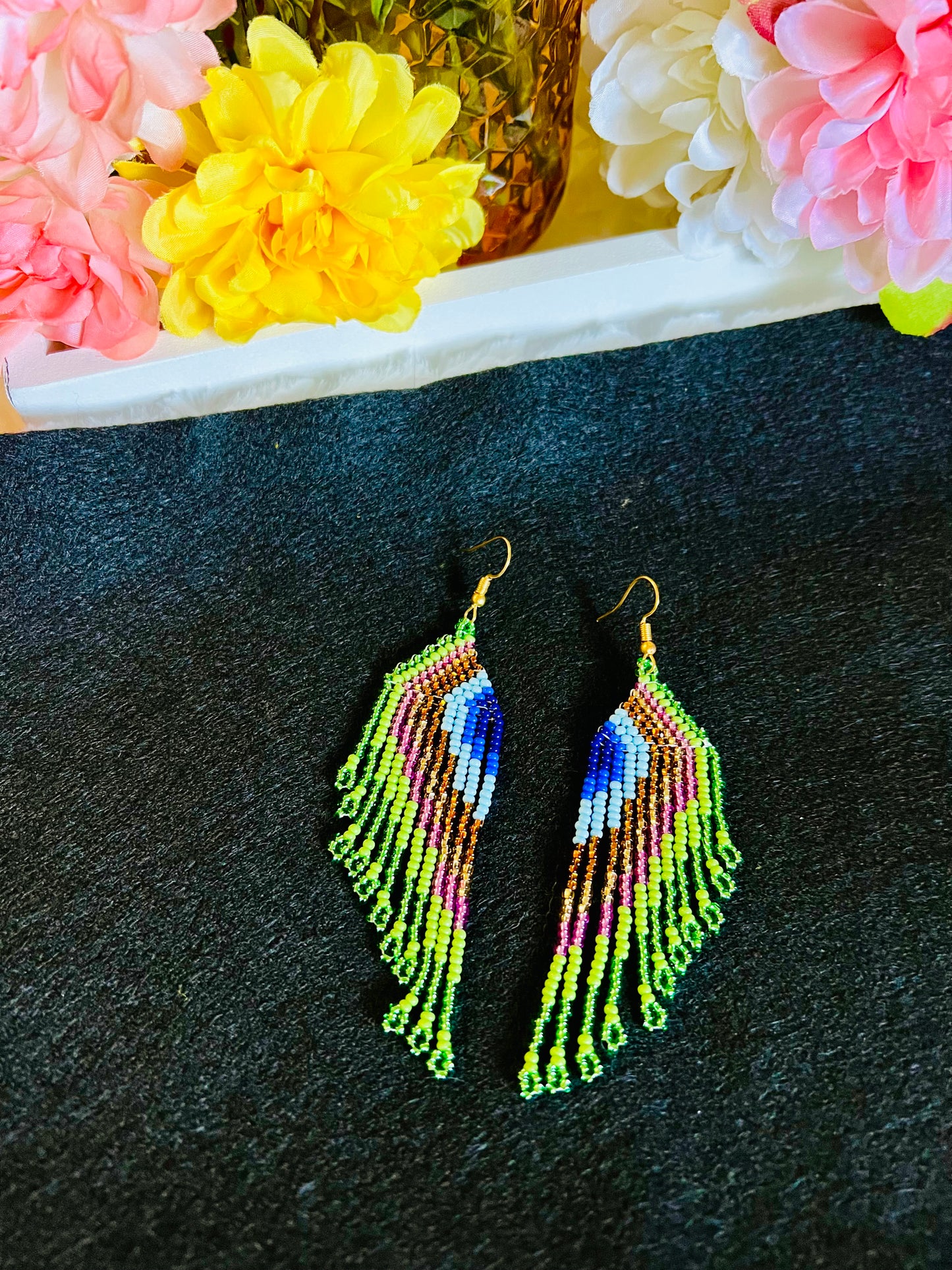 Peacock Beaded Earrings