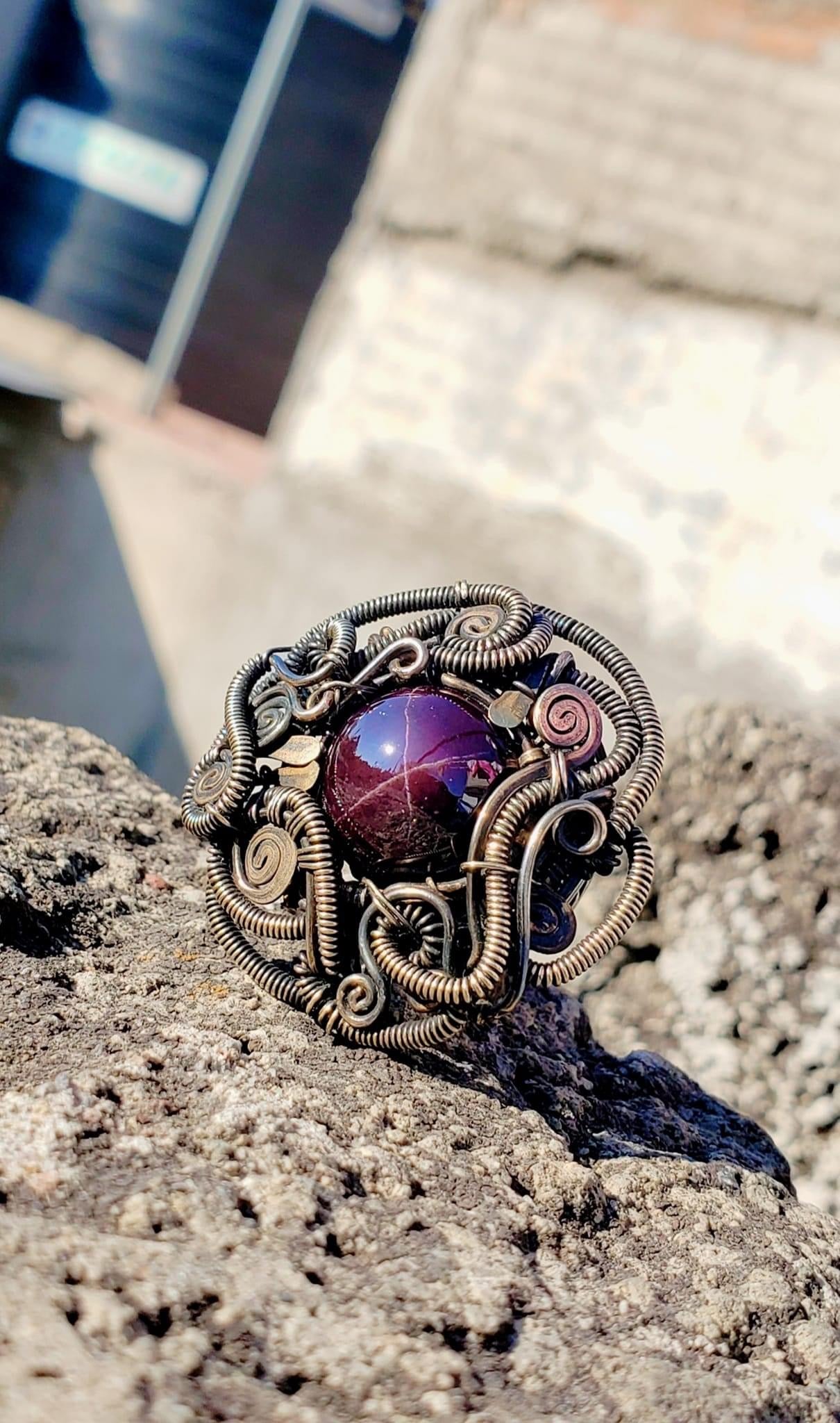 Garnet Star Ring