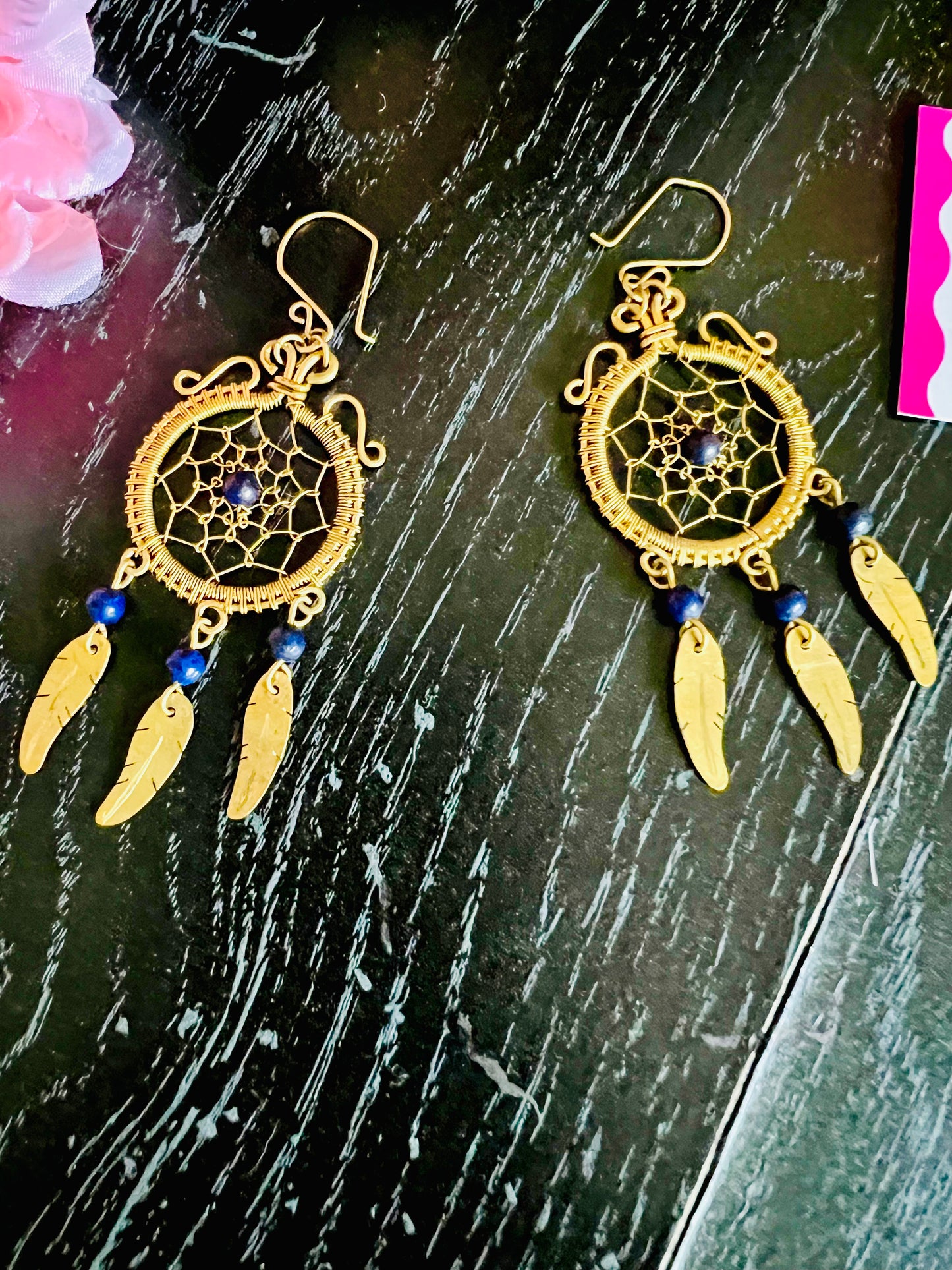 Dream Catcher Brass Earrings