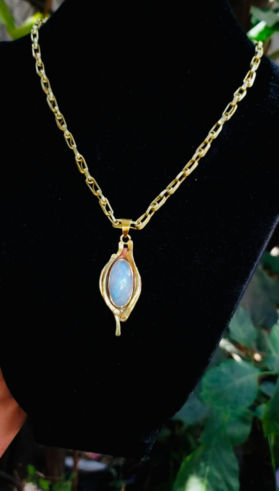 Moonstone Pedant Brass Necklace