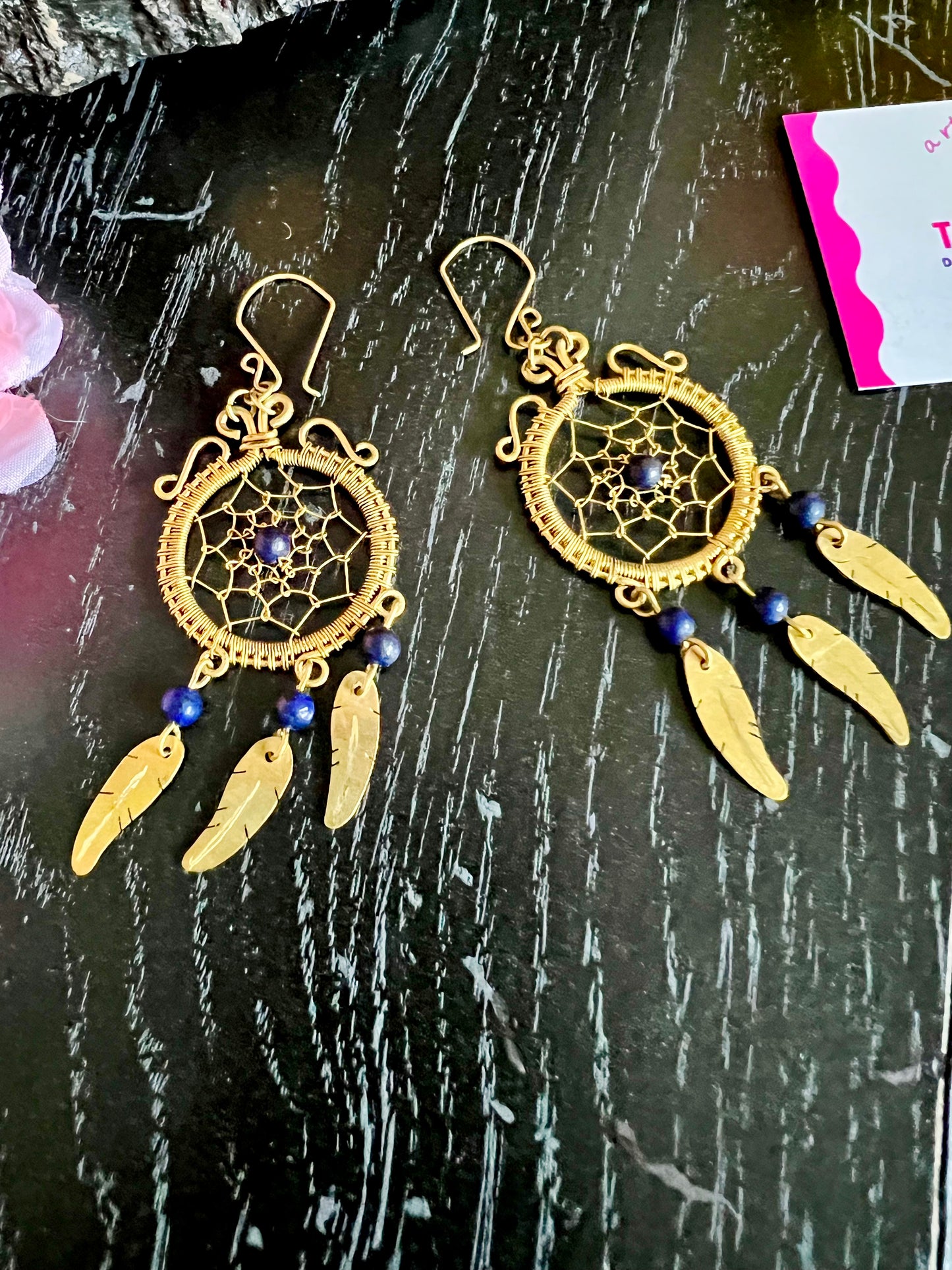 Dream Catcher Brass Earrings