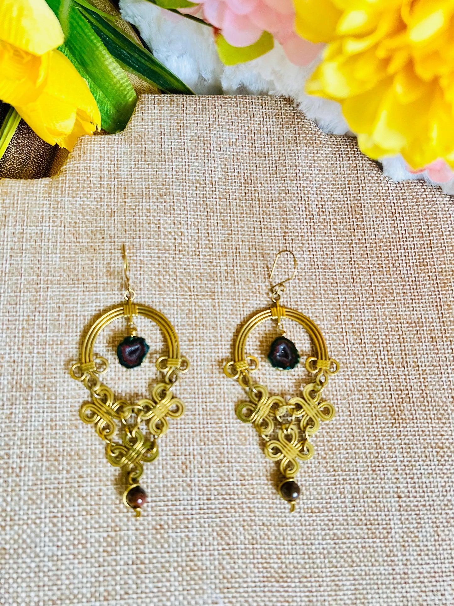 Chandelier Agate Geode Earrings