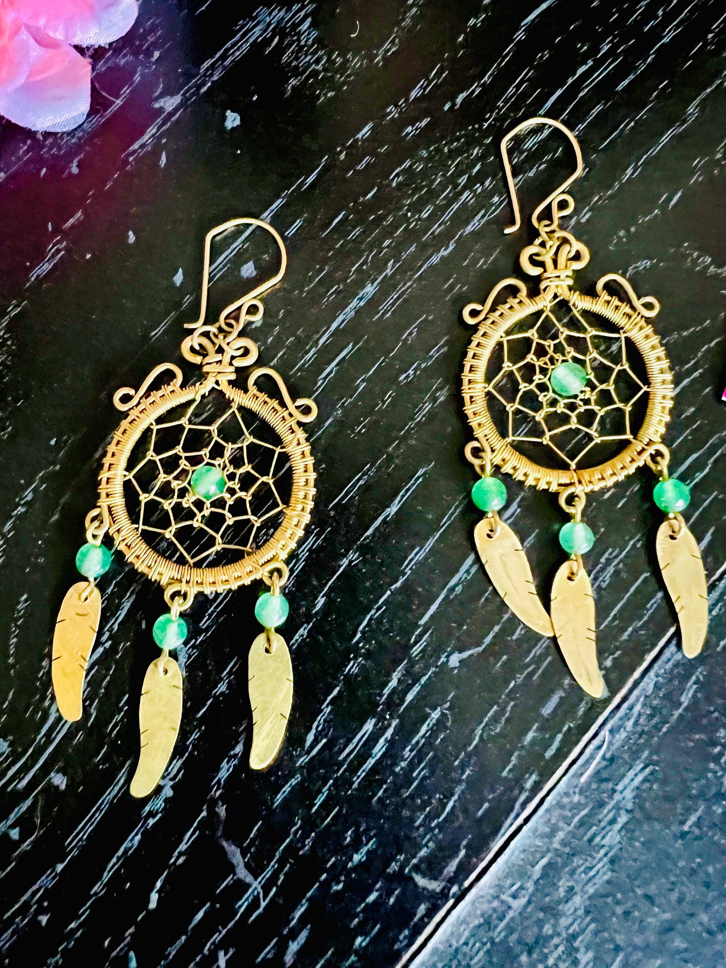 Dream Catcher Brass Earrings