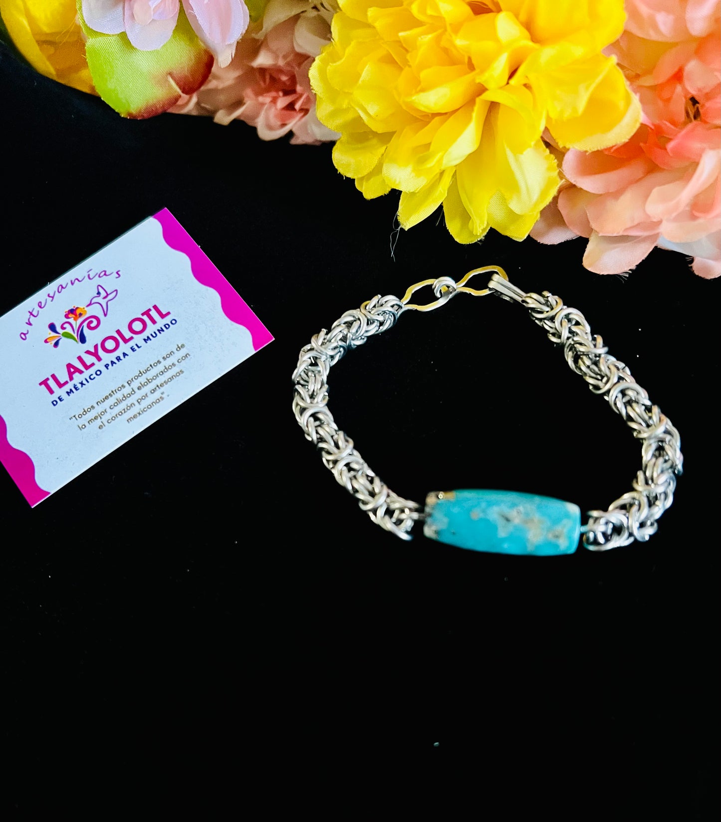 Stainless Steel Turquoise Bracelet