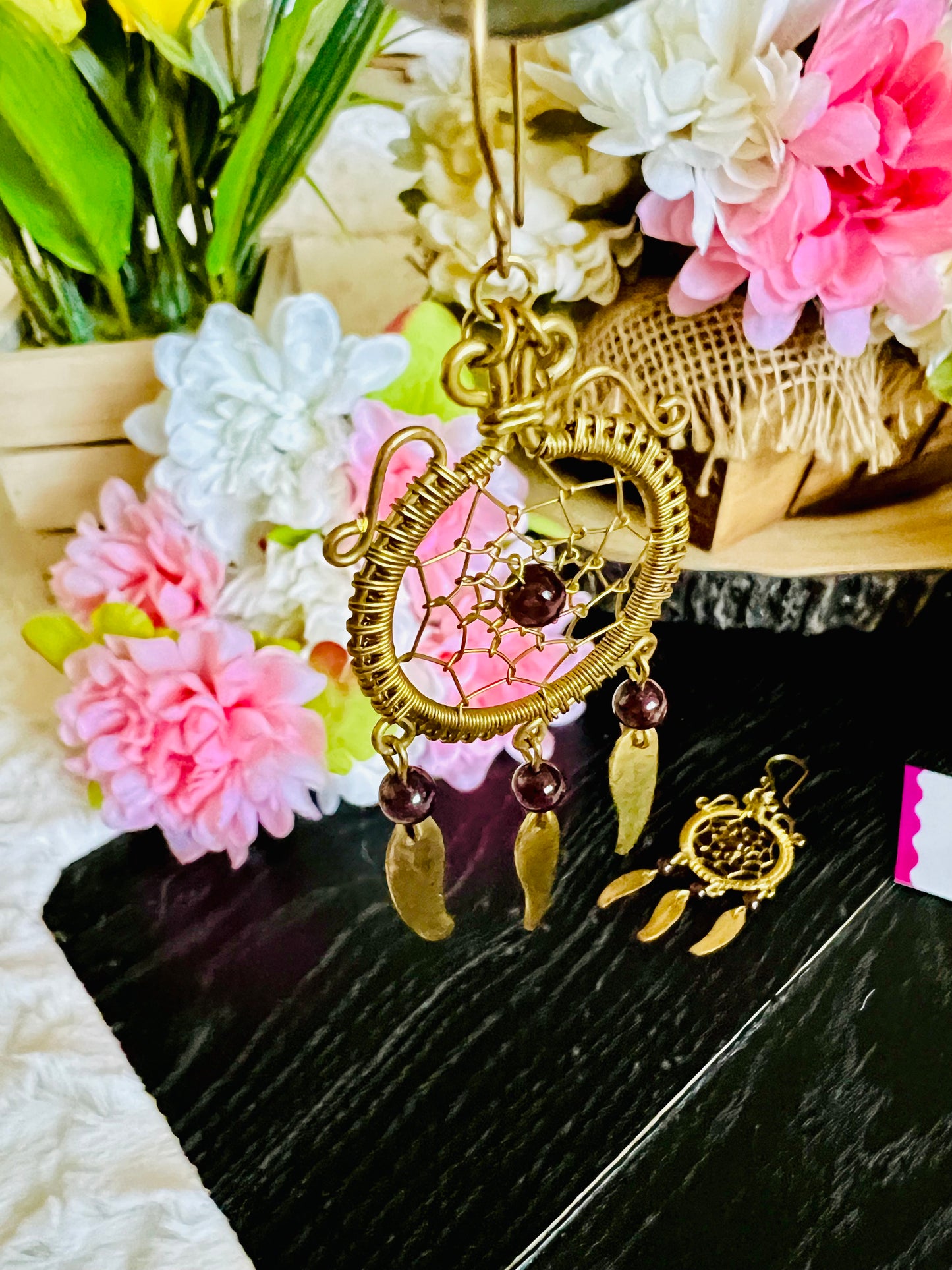 Dream Catcher Brass Earrings