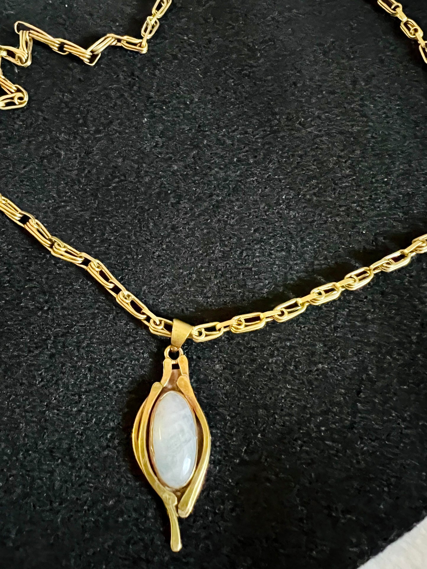 Moonstone Pedant Brass Necklace