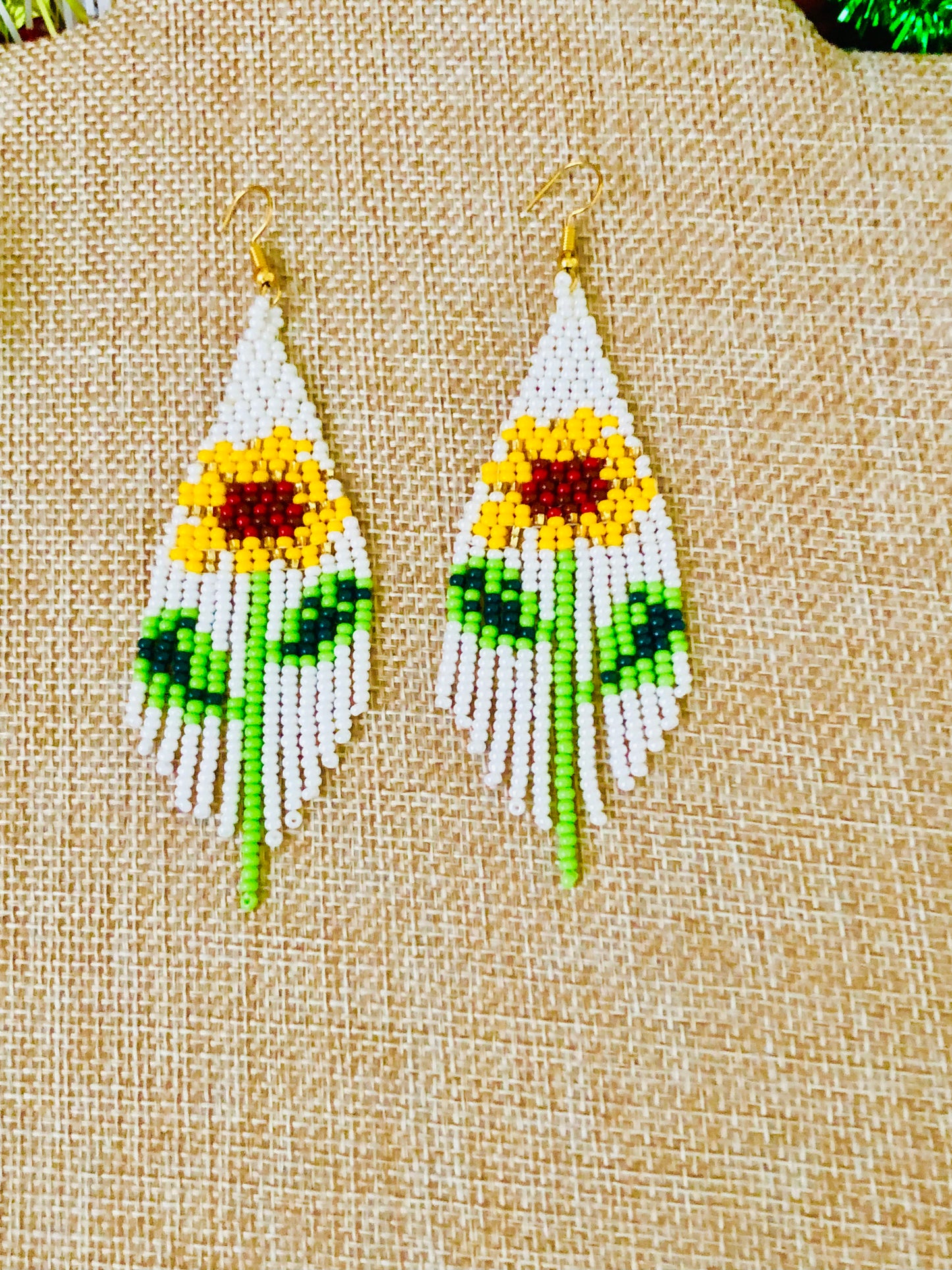 Sunflower Beaded Earrings